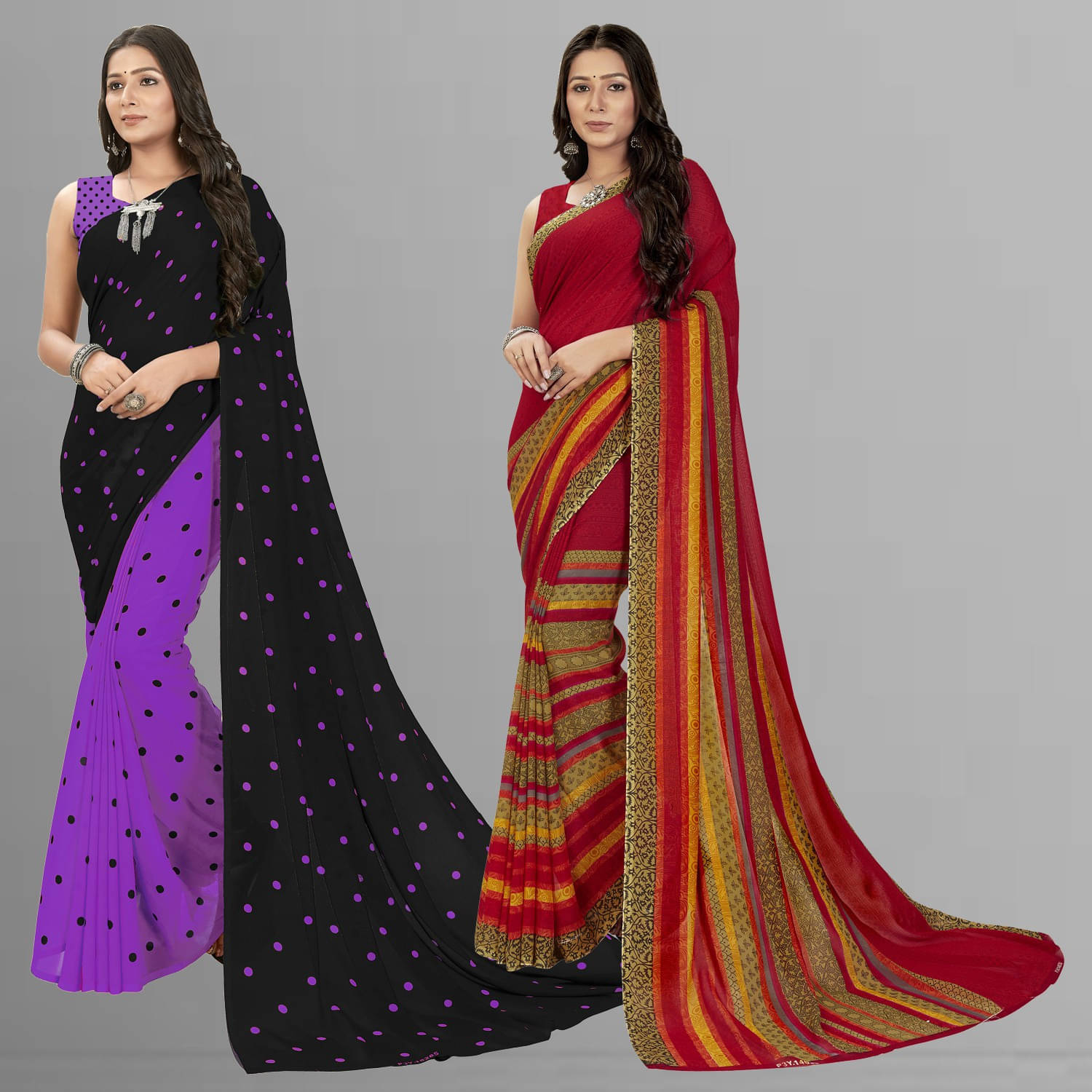     			ANAND SAREES Georgette Printed Saree With Unstitched Blouse Piece ( Red )