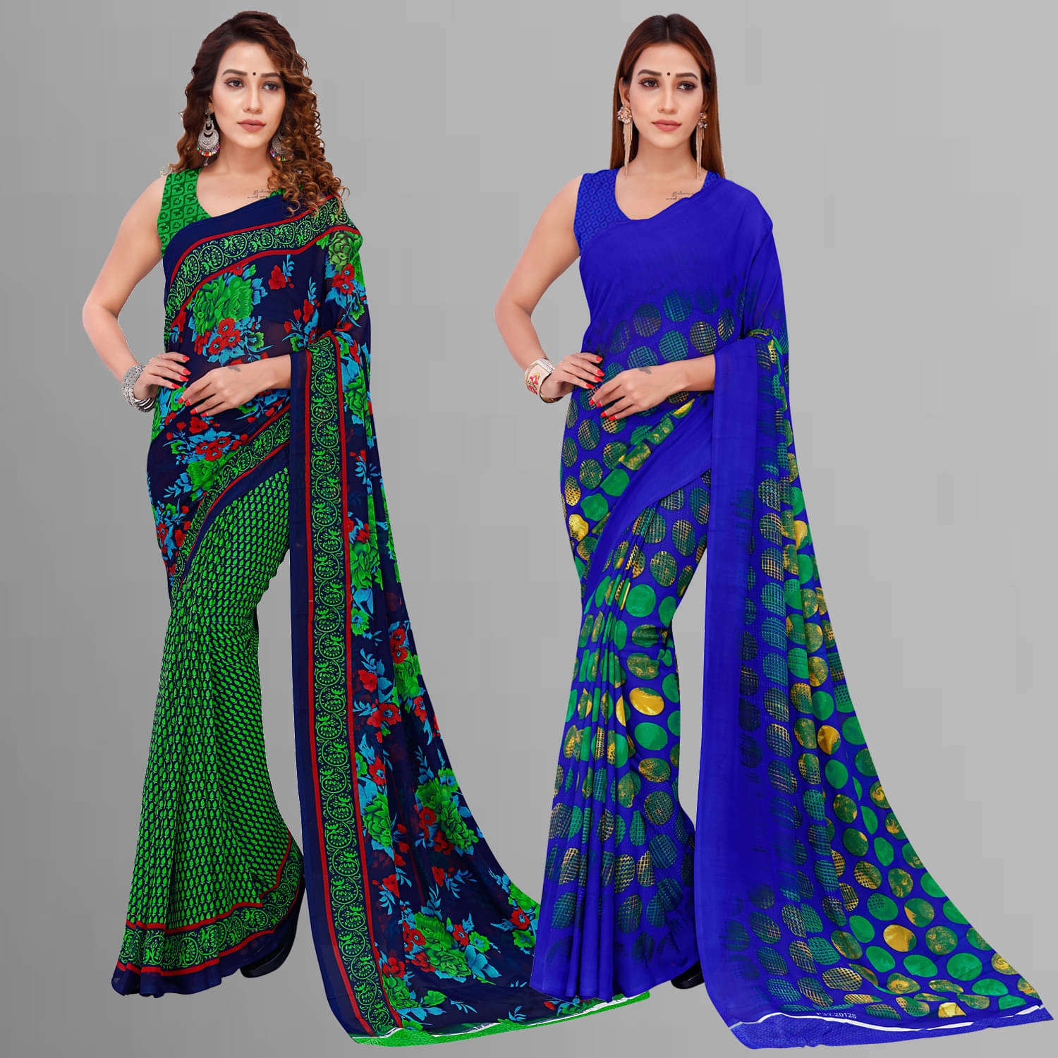     			ANAND SAREES Georgette Printed Saree With Unstitched Blouse Piece ( Multicolor )