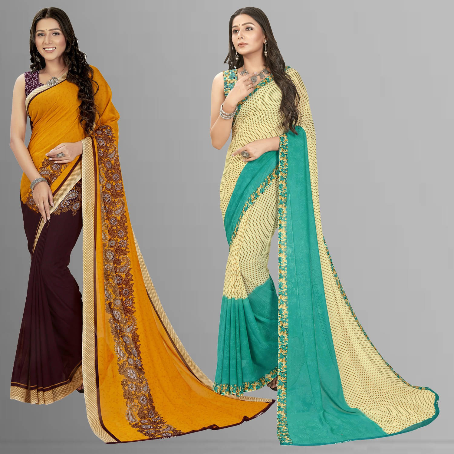     			ANAND SAREES Georgette Printed Saree With Unstitched Blouse Piece ( Multicolor )