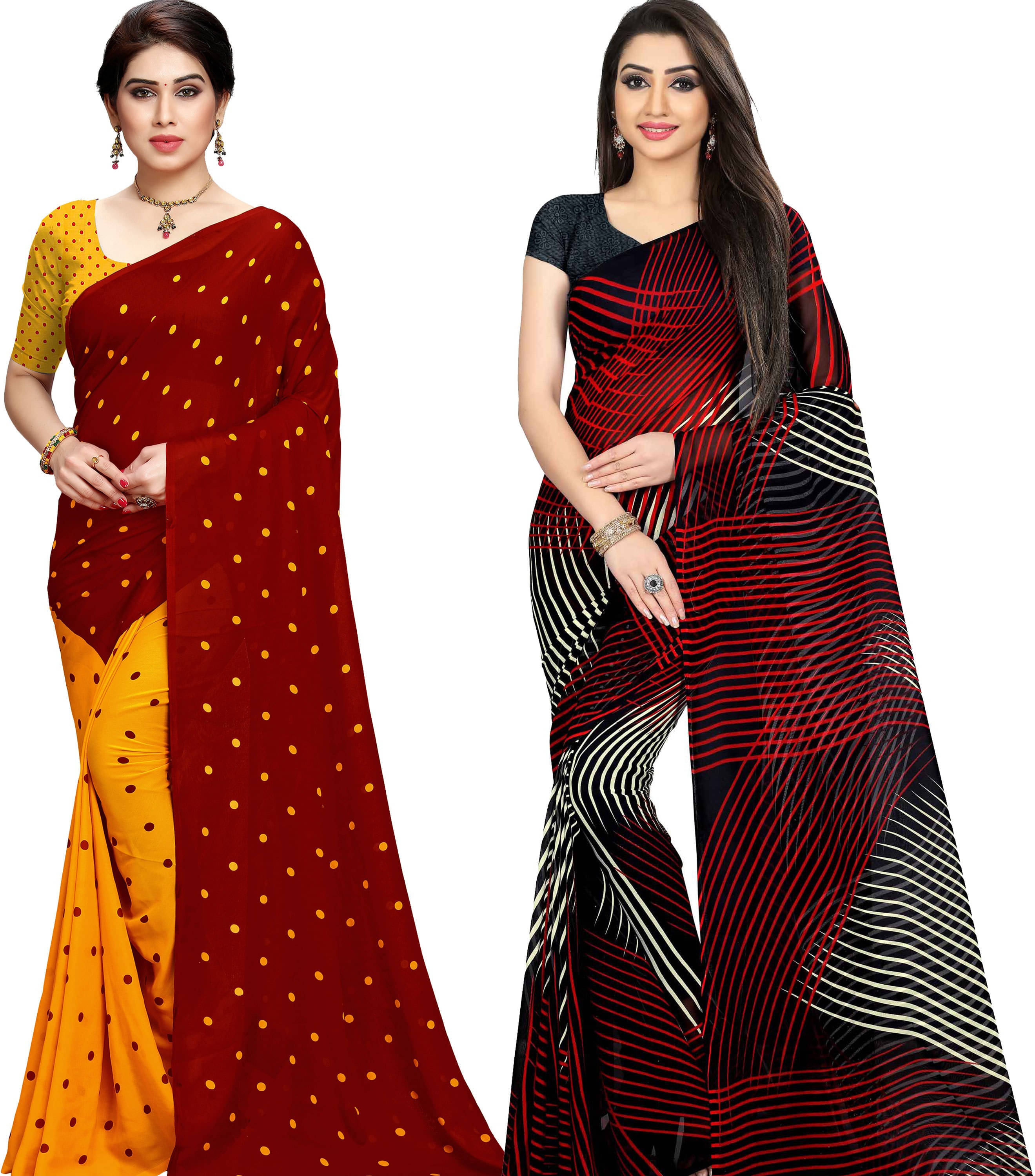     			ANAND SAREES Georgette Printed Saree With Unstitched Blouse Piece ( Maroon )