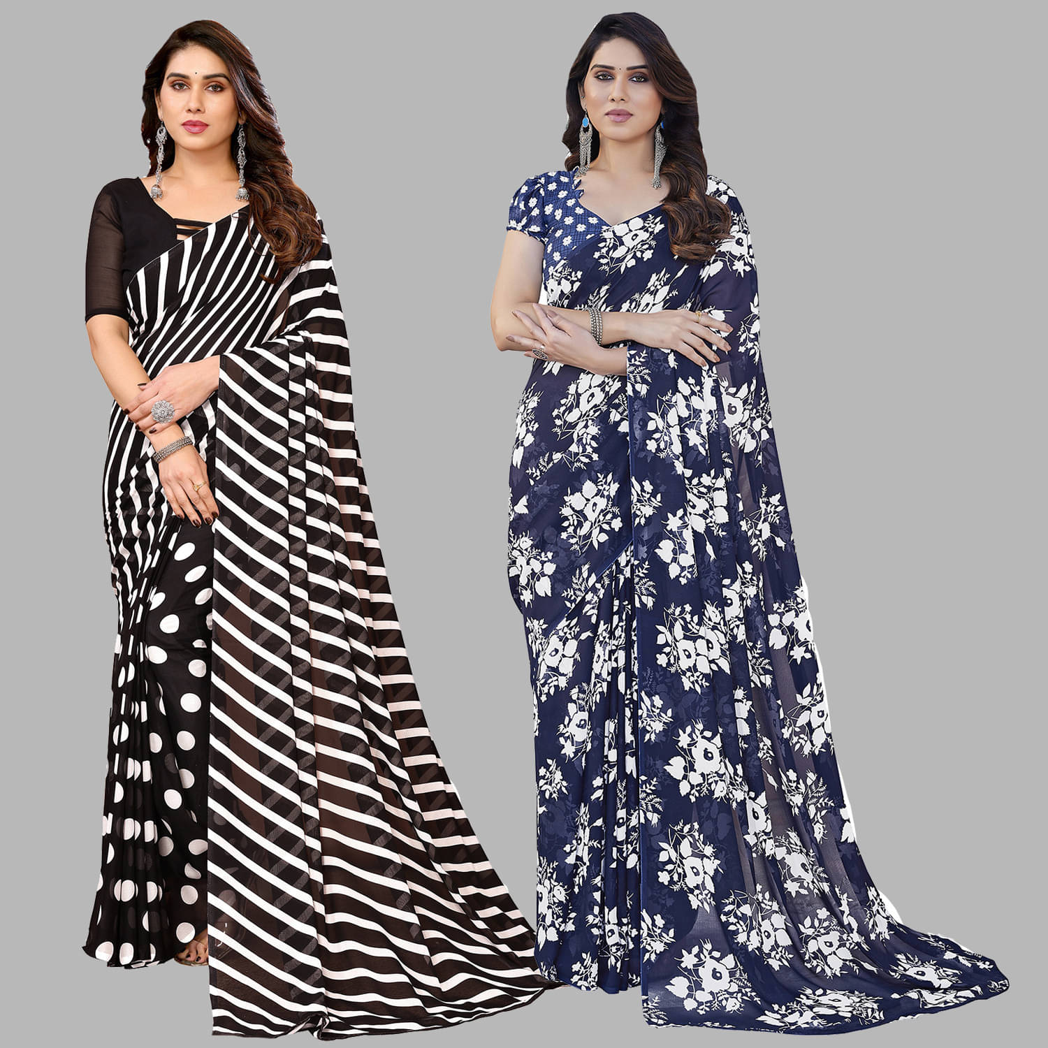 ANAND SAREES Georgette Printed Saree With Unstitched Blouse Piece ( Multicolor ) ANAND SAREES Georgette Printed Saree With Unstitched Blouse Piece ( Multicolor )