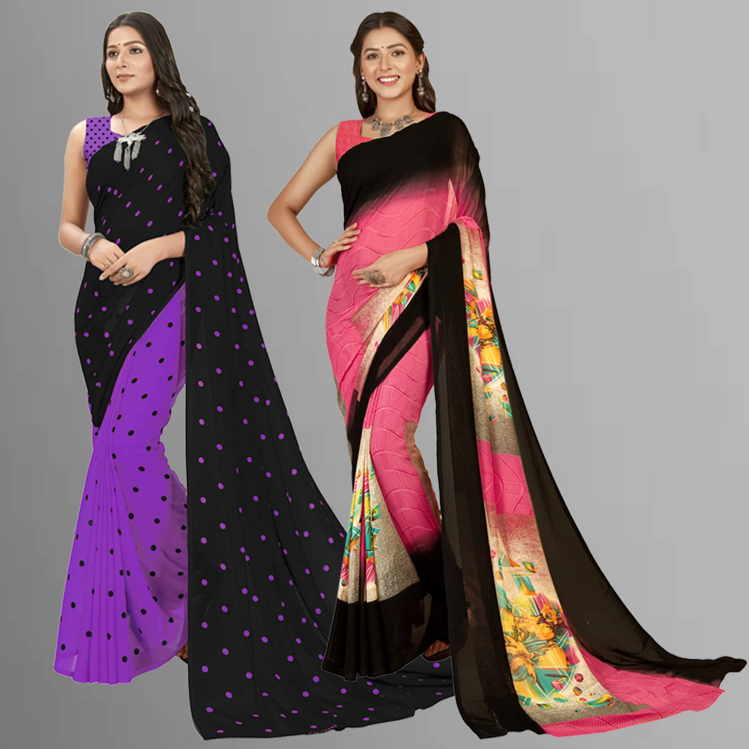     			ANAND SAREES Georgette Self Design Saree With Unstitched Blouse Piece ( Multicolor )