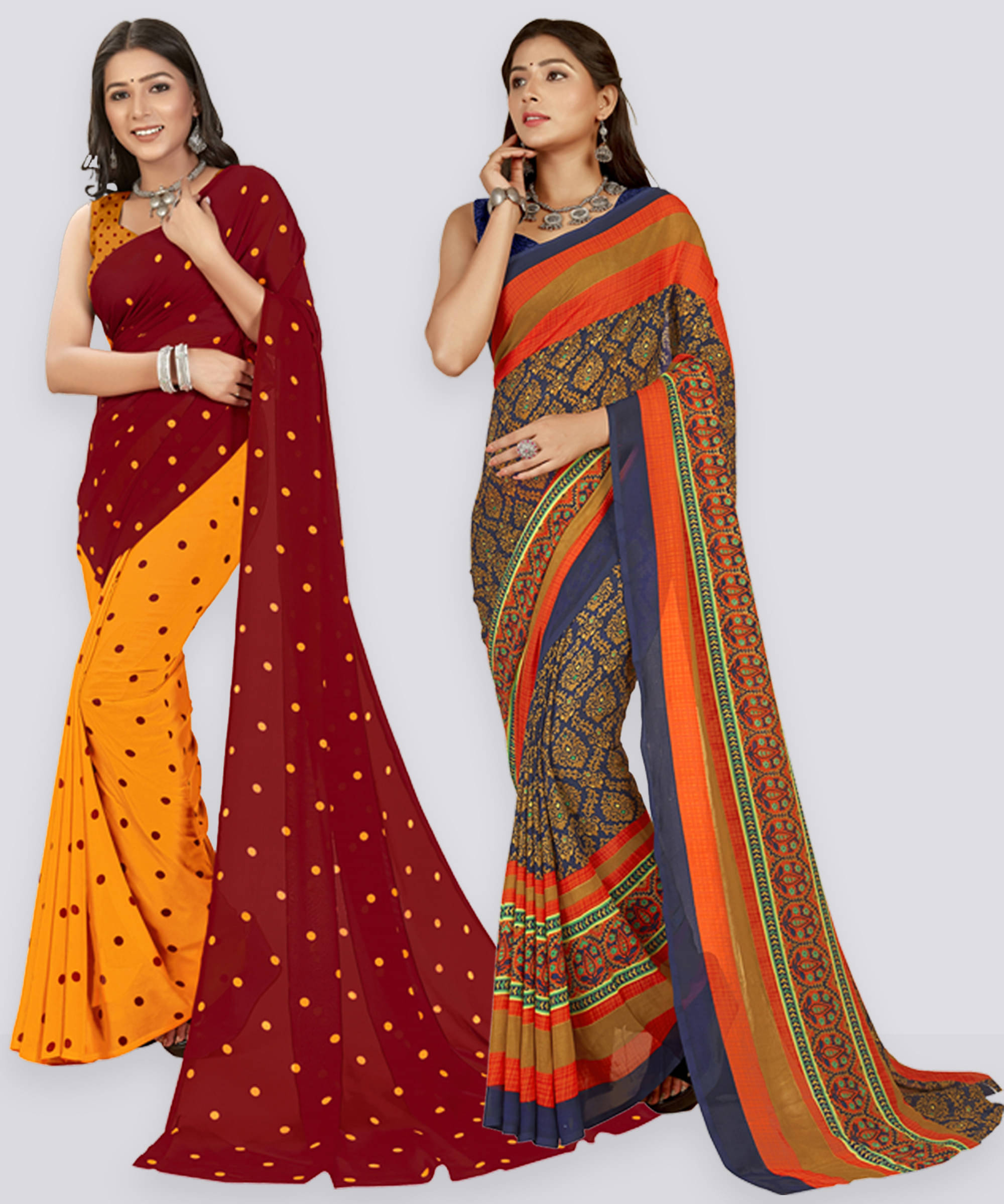 ANAND SAREES Georgette Self Design Saree With Unstitched Blouse Piece ( Multicolor ) ANAND SAREES Georgette Self Design Saree With Unstitched Blouse Piece ( Multicolor )