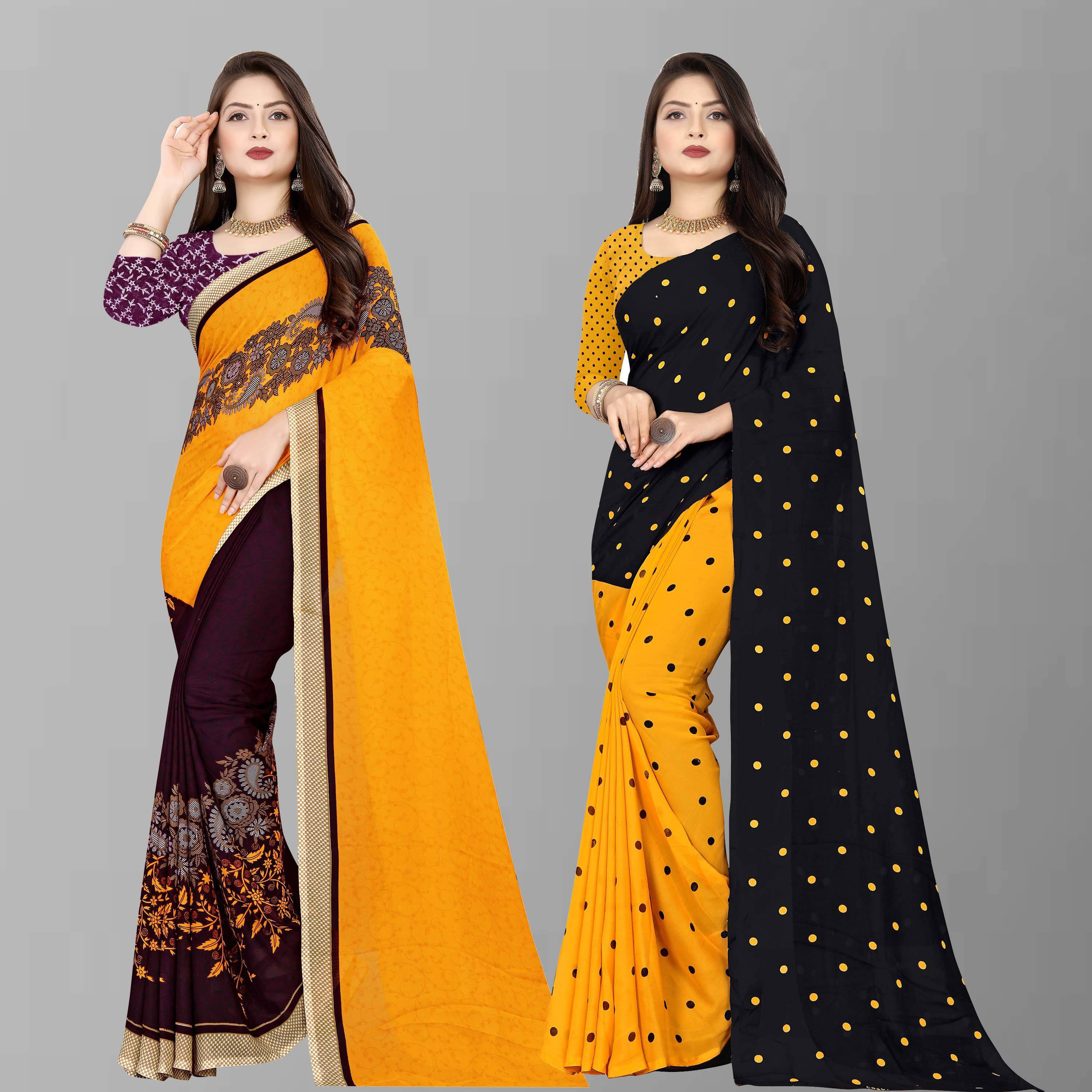     			ANAND SAREES Georgette Self Design Saree With Unstitched Blouse Piece ( Multicolor )