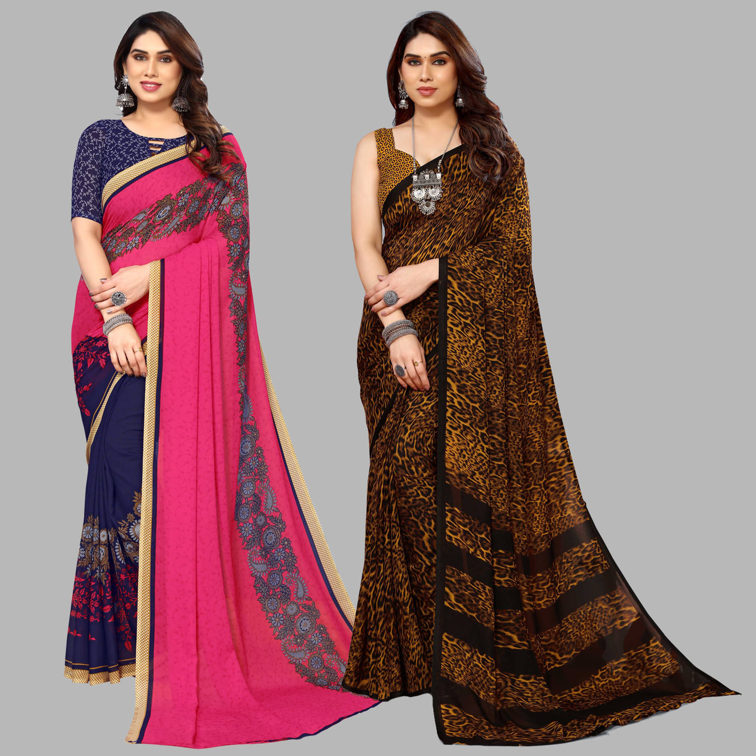 ANAND SAREES Georgette Self Design Saree With Unstitched Blouse Piece ( Multicolor ) ANAND SAREES Georgette Self Design Saree With Unstitched Blouse Piece ( Multicolor )