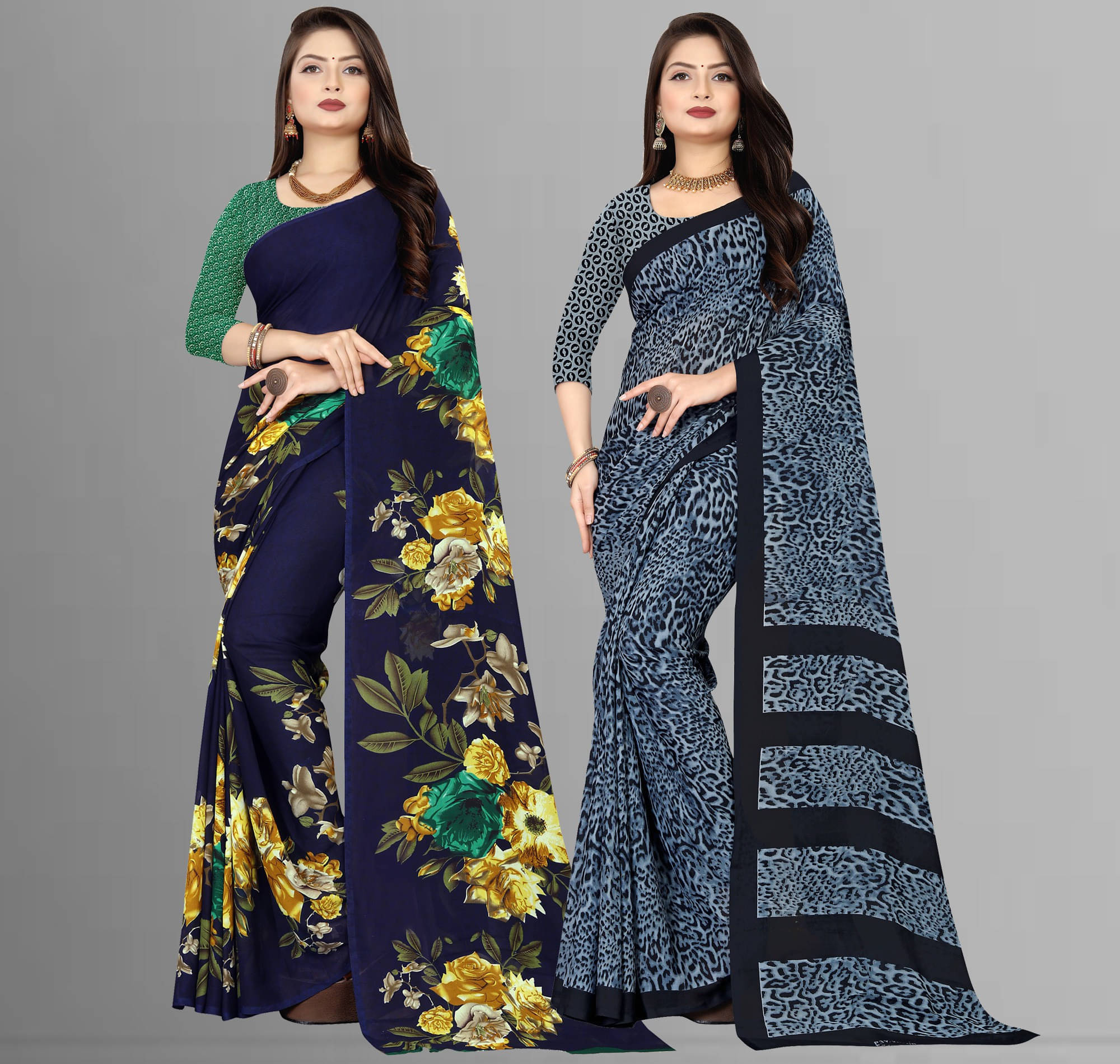     			ANAND SAREES Georgette Striped Saree With Unstitched Blouse Piece ( Multicolor )
