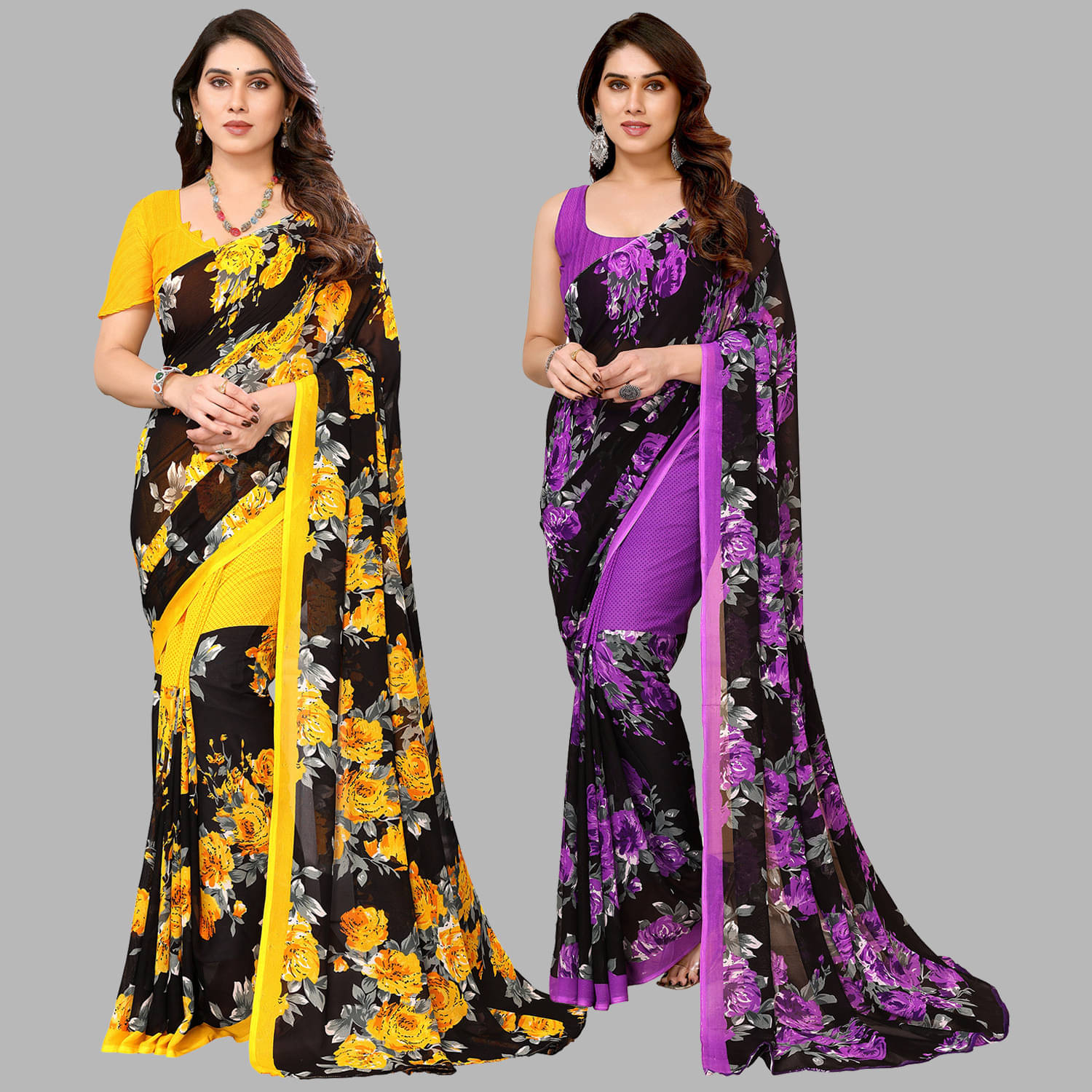     			ANAND SAREES Georgette Striped Saree With Unstitched Blouse Piece ( Multicolor )