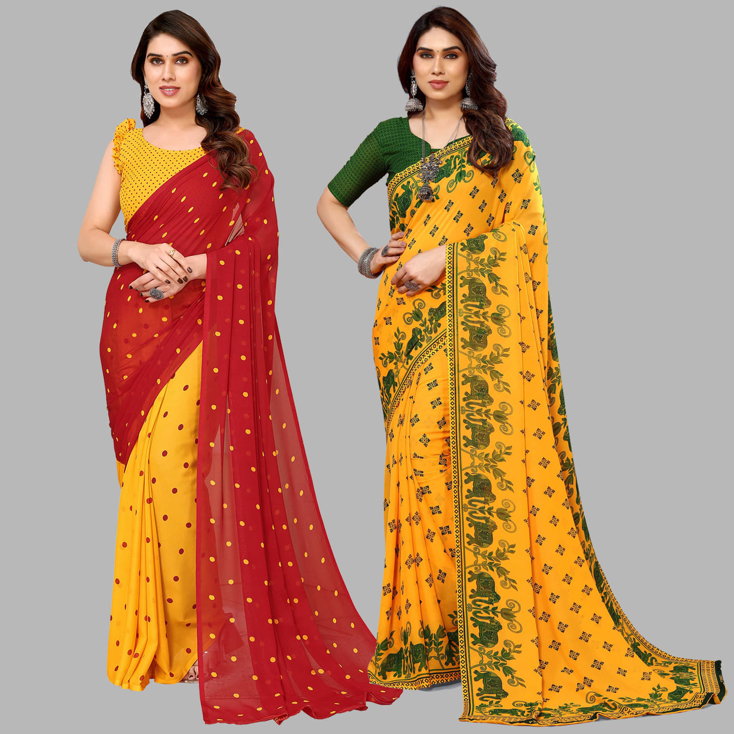     			ANAND SAREES Georgette Striped Saree With Unstitched Blouse Piece ( Multicolor )