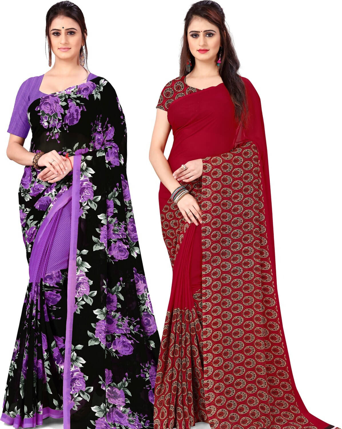 ANAND SAREES Georgette Striped Saree With Unstitched Blouse Piece ( Multicolor ) ANAND SAREES Georgette Striped Saree With Unstitched Blouse Piece ( Multicolor )