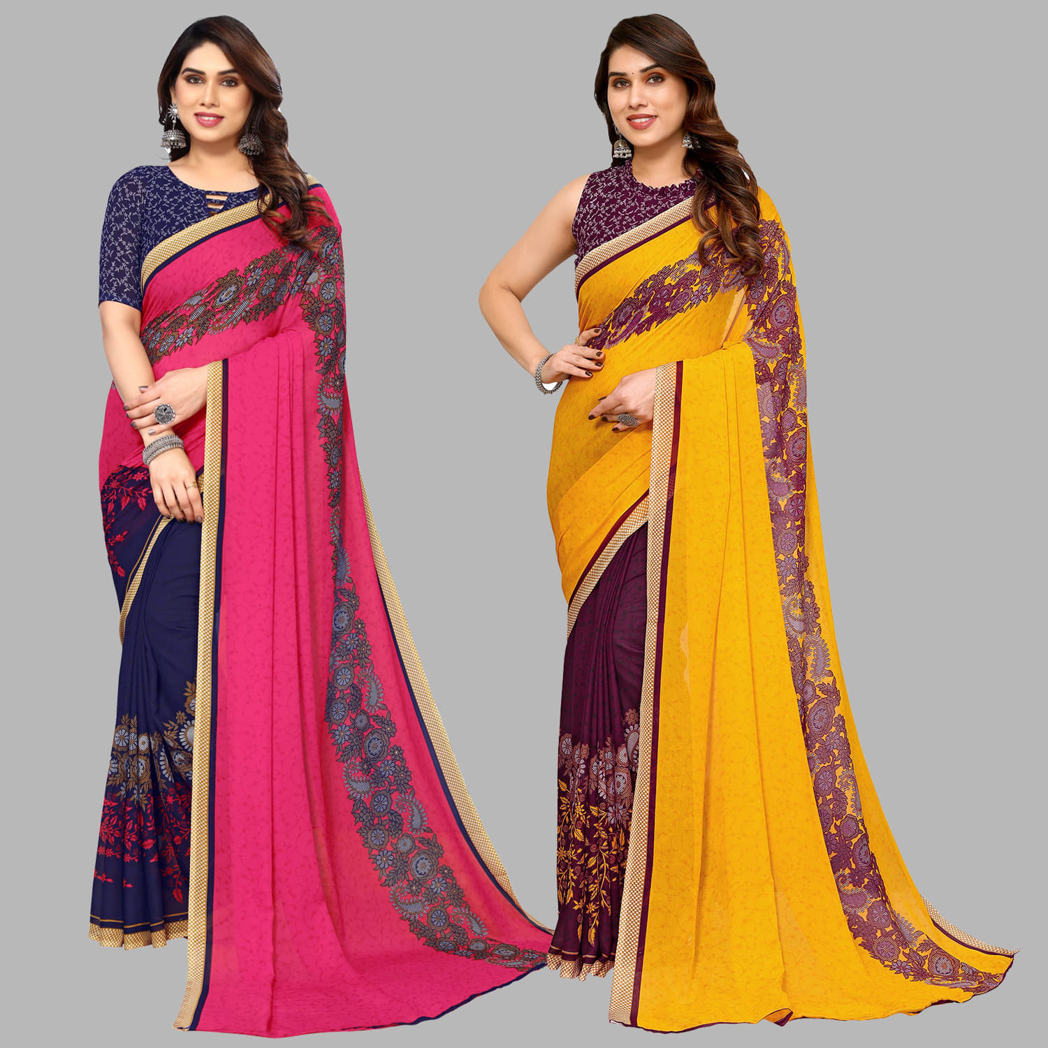 ANAND SAREES Georgette Striped Saree With Unstitched Blouse Piece ( Multicolor ) ANAND SAREES Georgette Striped Saree With Unstitched Blouse Piece ( Multicolor )