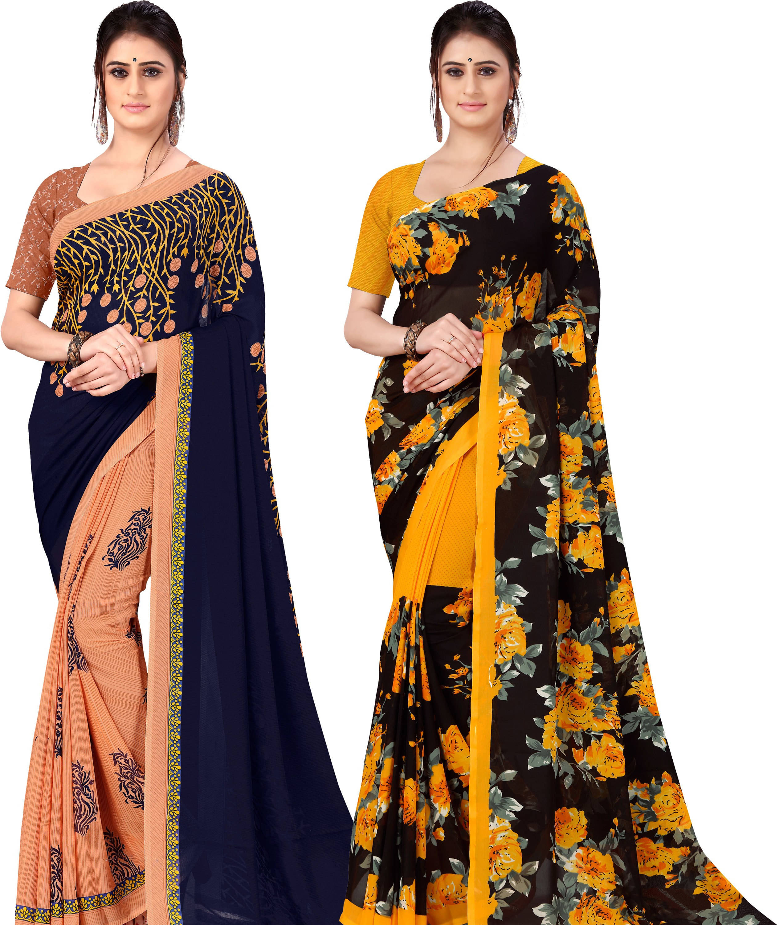 ANAND SAREES Georgette Striped Saree With Unstitched Blouse Piece ( Multicolor ) ANAND SAREES Georgette Striped Saree With Unstitched Blouse Piece ( Multicolor )