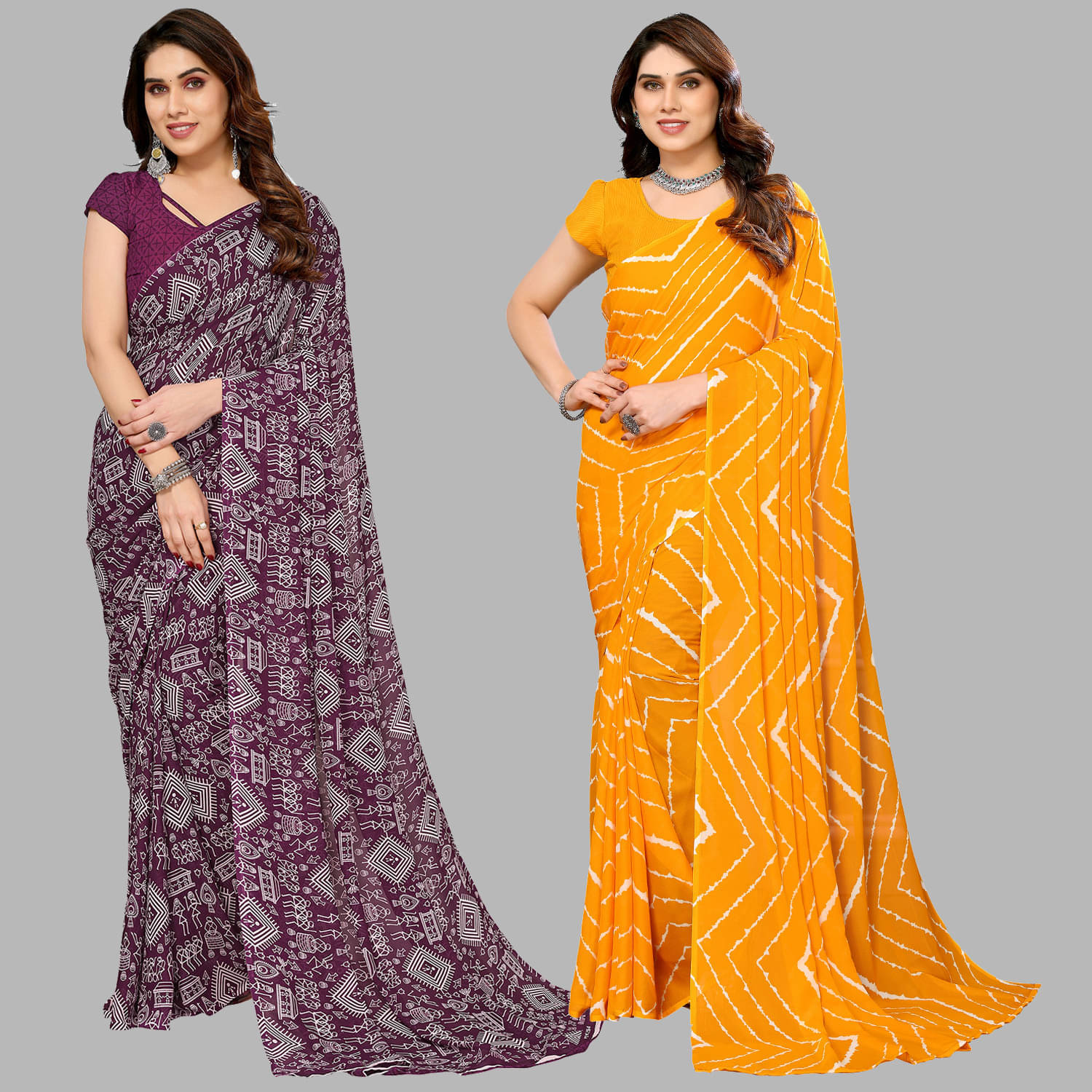     			ANAND SAREES Georgette Striped Saree With Unstitched Blouse Piece ( Multicolor )