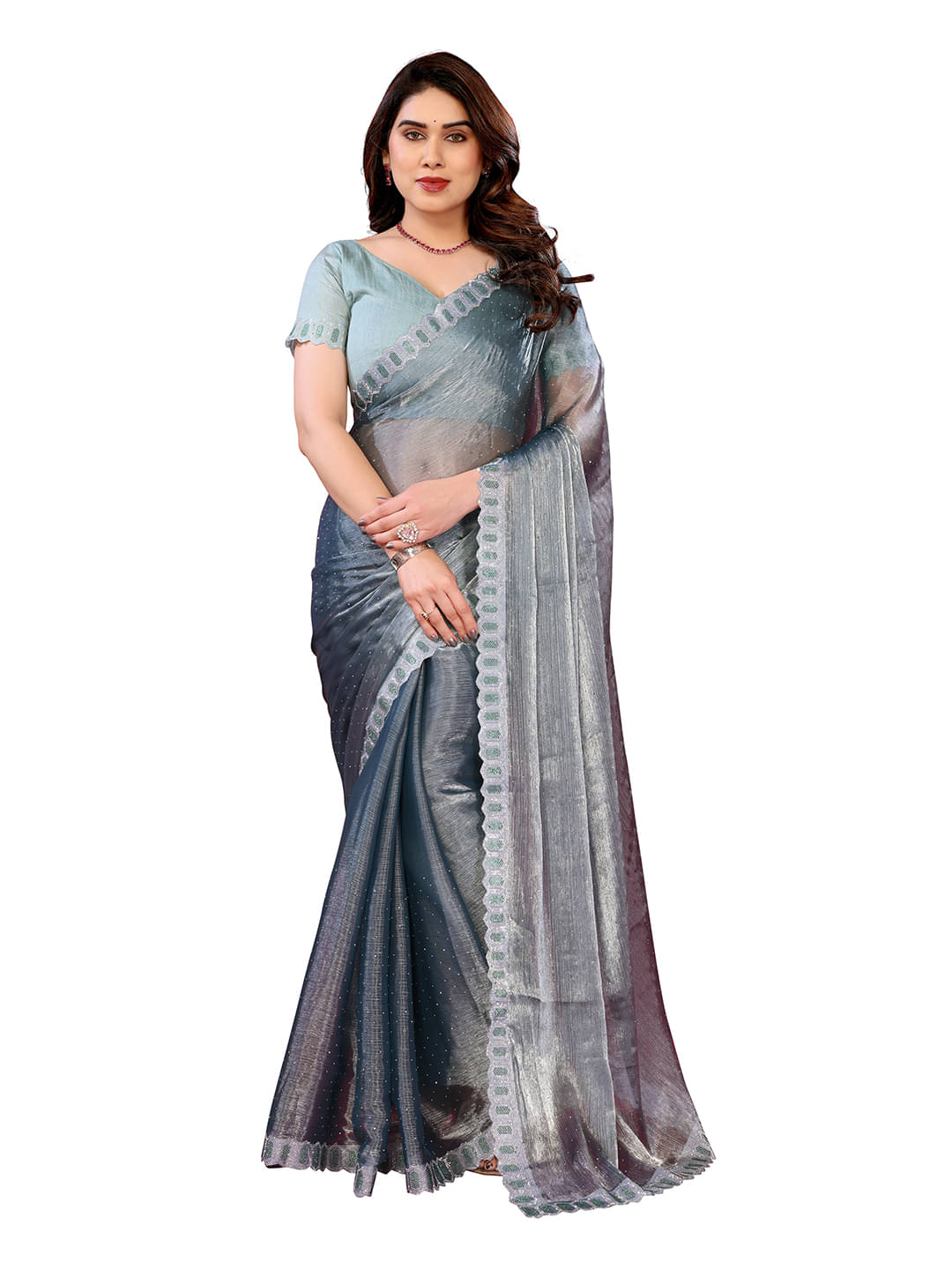 ANAND SAREES Zimmy Choo Solid Saree With Unstitched Blouse Piece ( Olive ) ANAND SAREES Zimmy Choo Solid Saree With Unstitched Blouse Piece ( Olive )