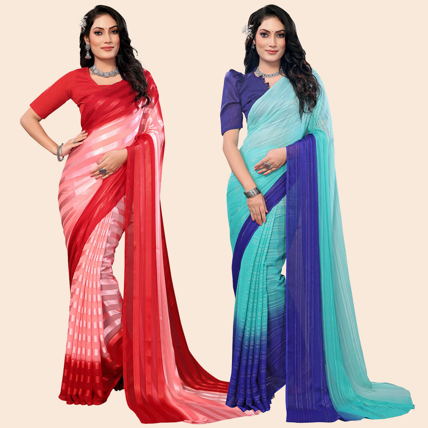 ANAND SAREES Satin Printed Saree With Unstitched Blouse Piece ( Multicolor ) ANAND SAREES Satin Printed Saree With Unstitched Blouse Piece ( Multicolor )