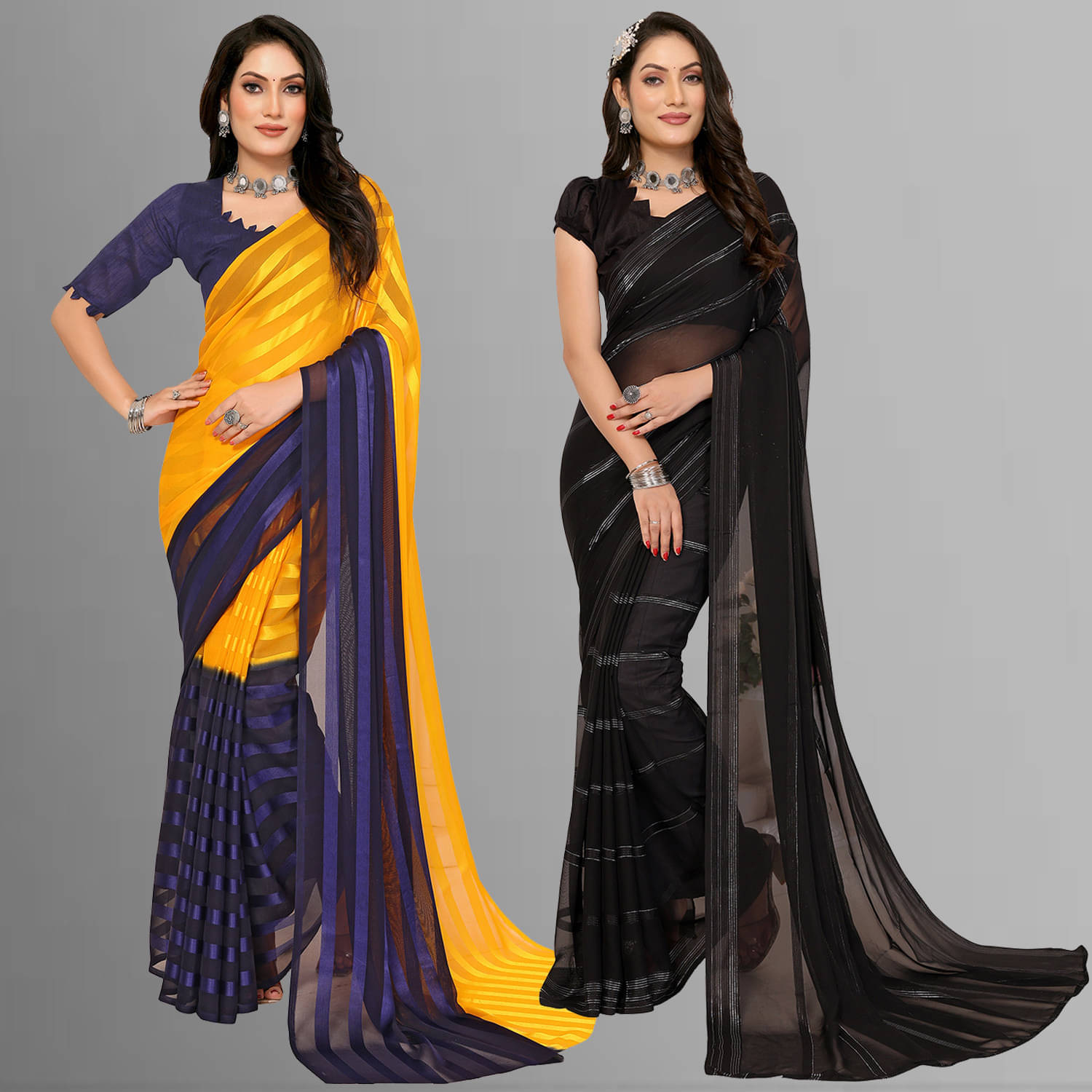 ANAND SAREES Satin Printed Saree With Unstitched Blouse Piece ( Multicolor ) ANAND SAREES Satin Printed Saree With Unstitched Blouse Piece ( Multicolor )