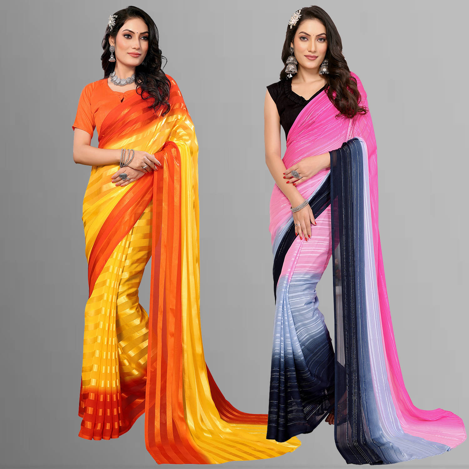 ANAND SAREES Satin Printed Saree With Unstitched Blouse Piece ( Multicolor ) ANAND SAREES Satin Printed Saree With Unstitched Blouse Piece ( Multicolor )