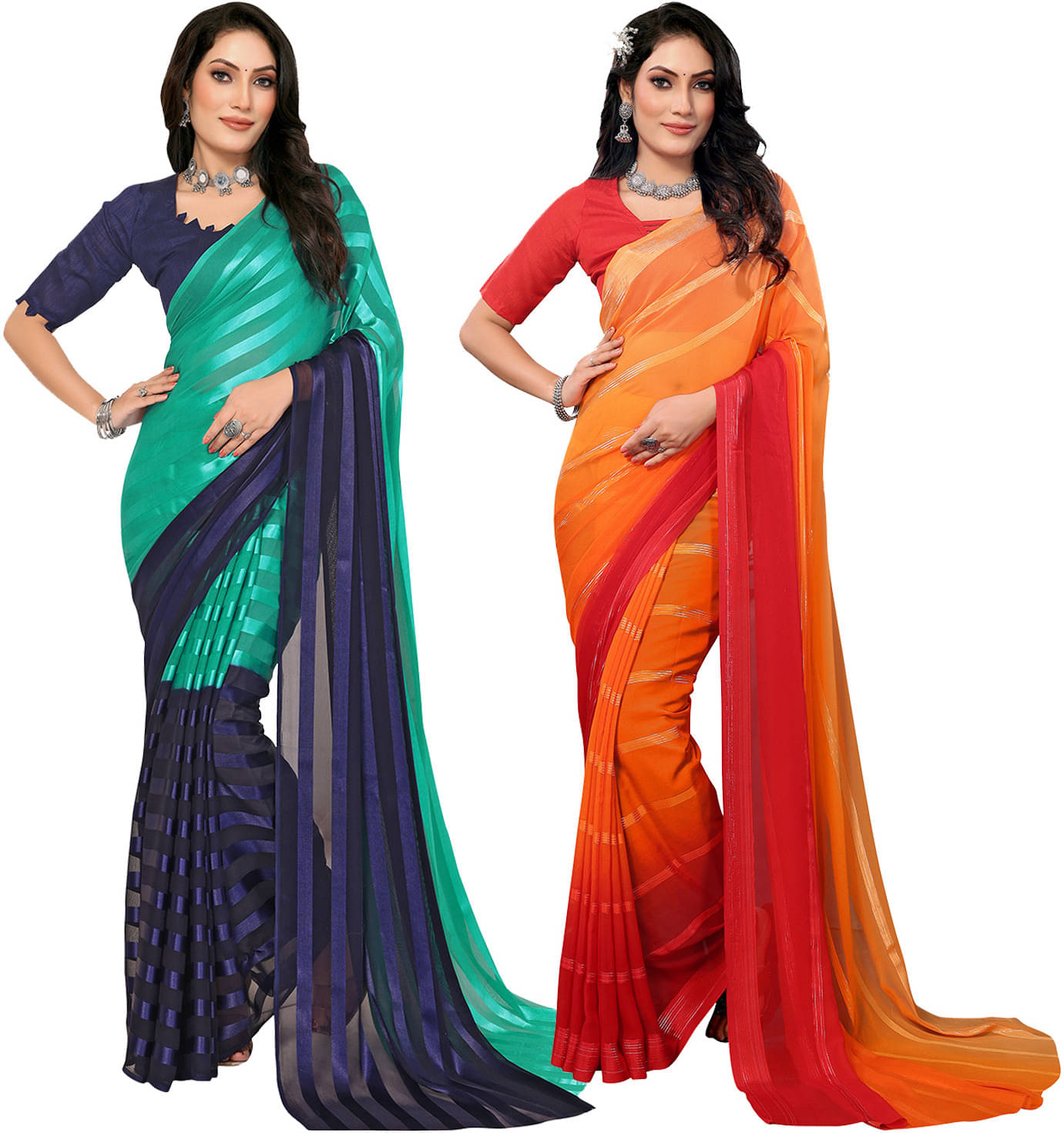 ANAND SAREES Satin Printed Saree With Unstitched Blouse Piece ( Multicolor ) ANAND SAREES Satin Printed Saree With Unstitched Blouse Piece ( Multicolor )