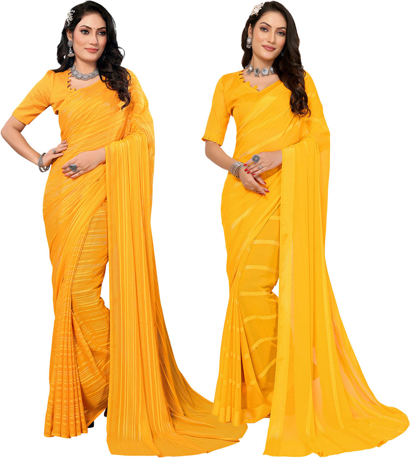 ANAND SAREES Satin Printed Saree With Unstitched Blouse Piece ( Yellow ) ANAND SAREES Satin Printed Saree With Unstitched Blouse Piece ( Yellow )