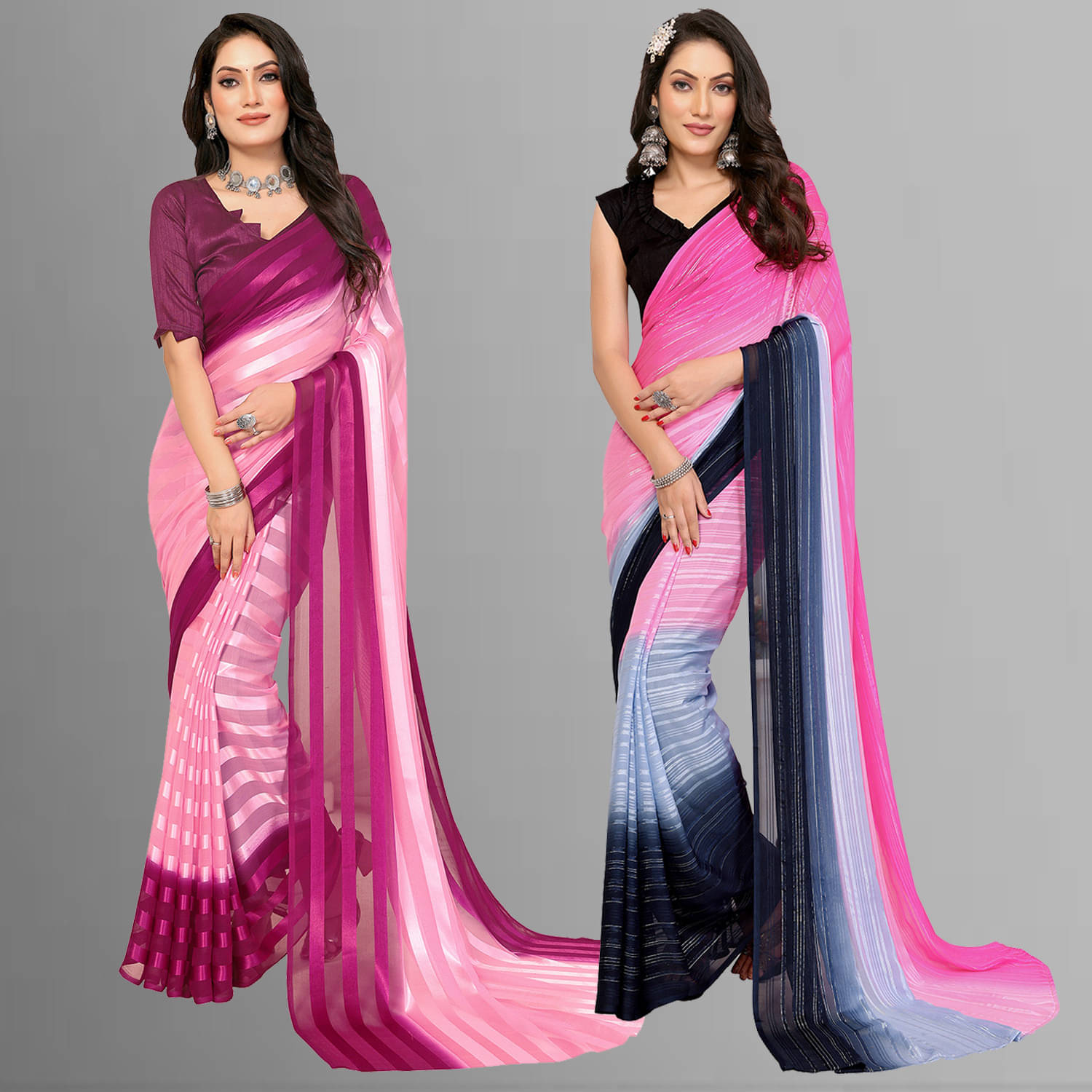 ANAND SAREES Satin Printed Saree With Unstitched Blouse Piece ( Multicolor ) ANAND SAREES Satin Printed Saree With Unstitched Blouse Piece ( Multicolor )