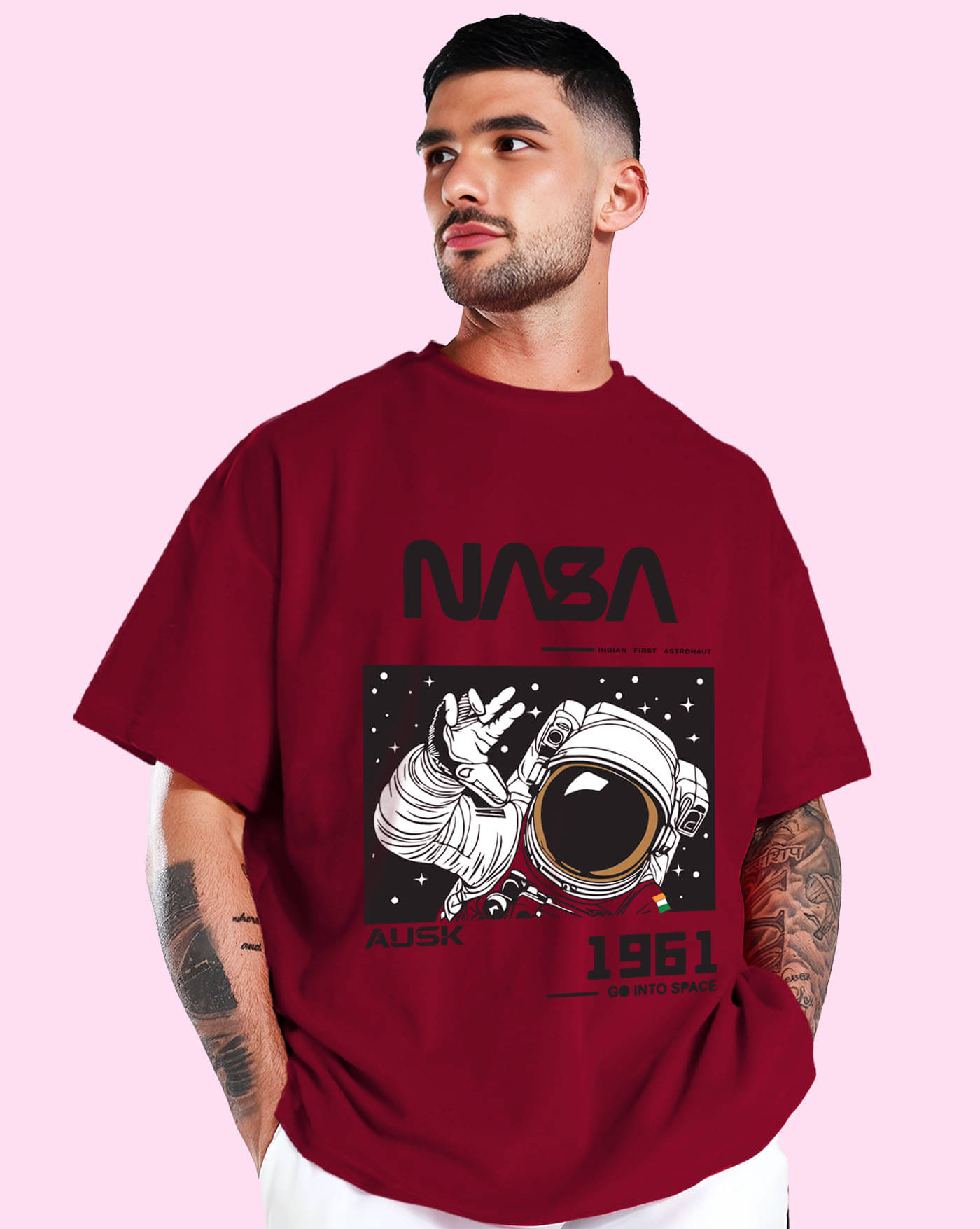     			AUSK Men Cotton Blend Oversized Fit Printed T-Shirt ( Multicolor )