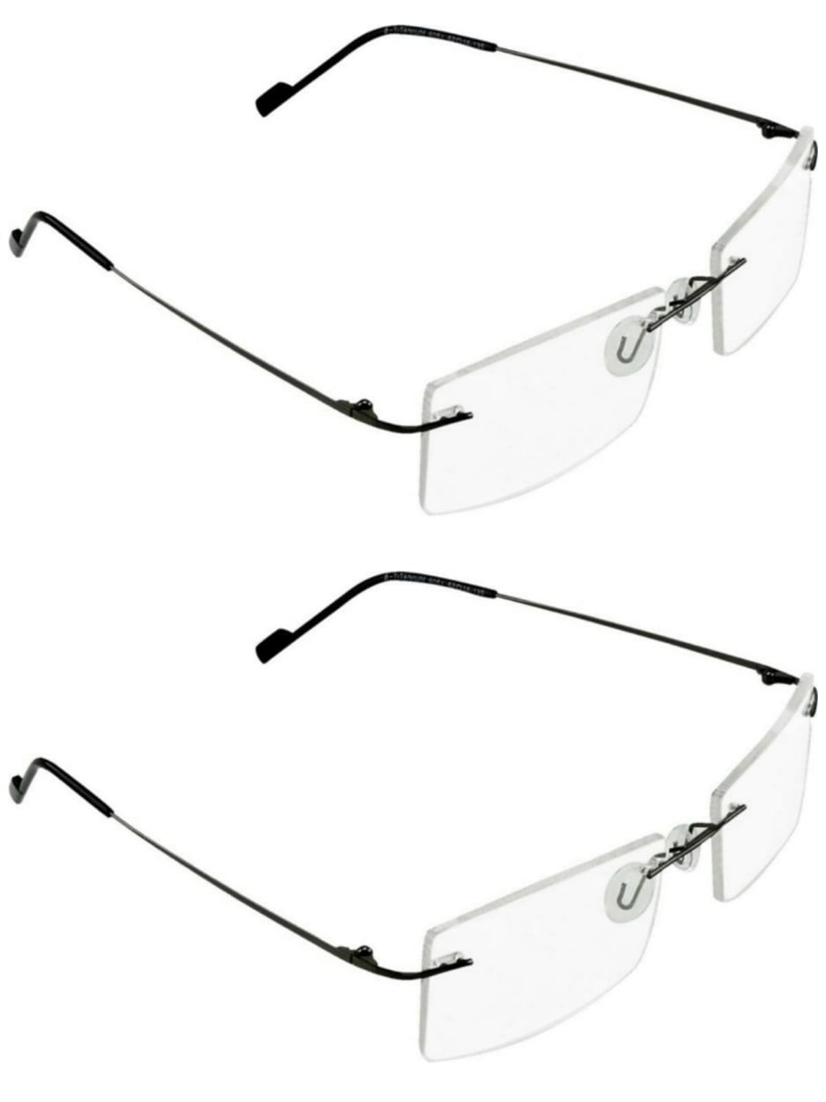     			Admire Black Rimless Rectangular Computer Glasses ( Pack of 2 )