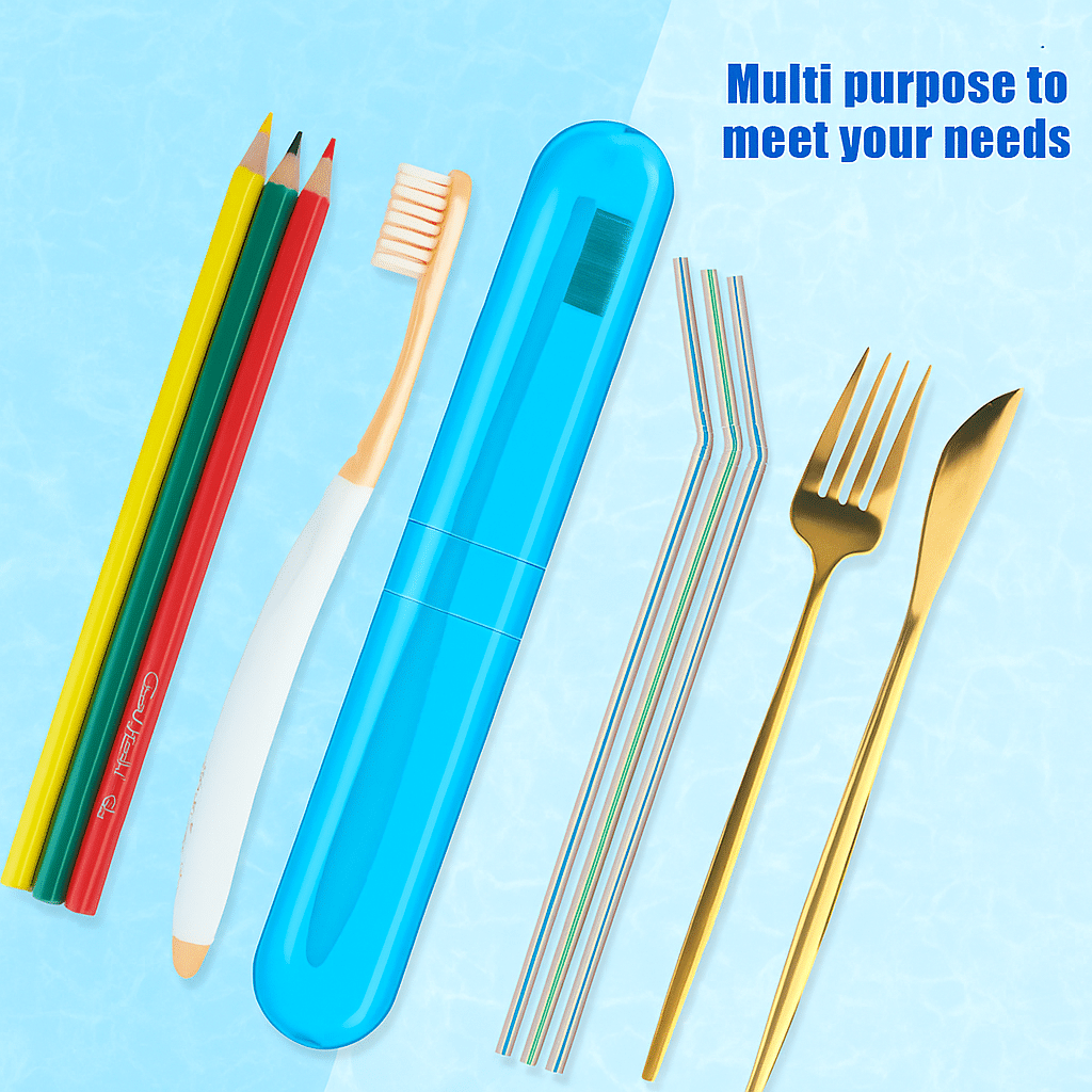     			Anti Bacterial Plastic Toothbrush Container (Set of 5) Multicolour