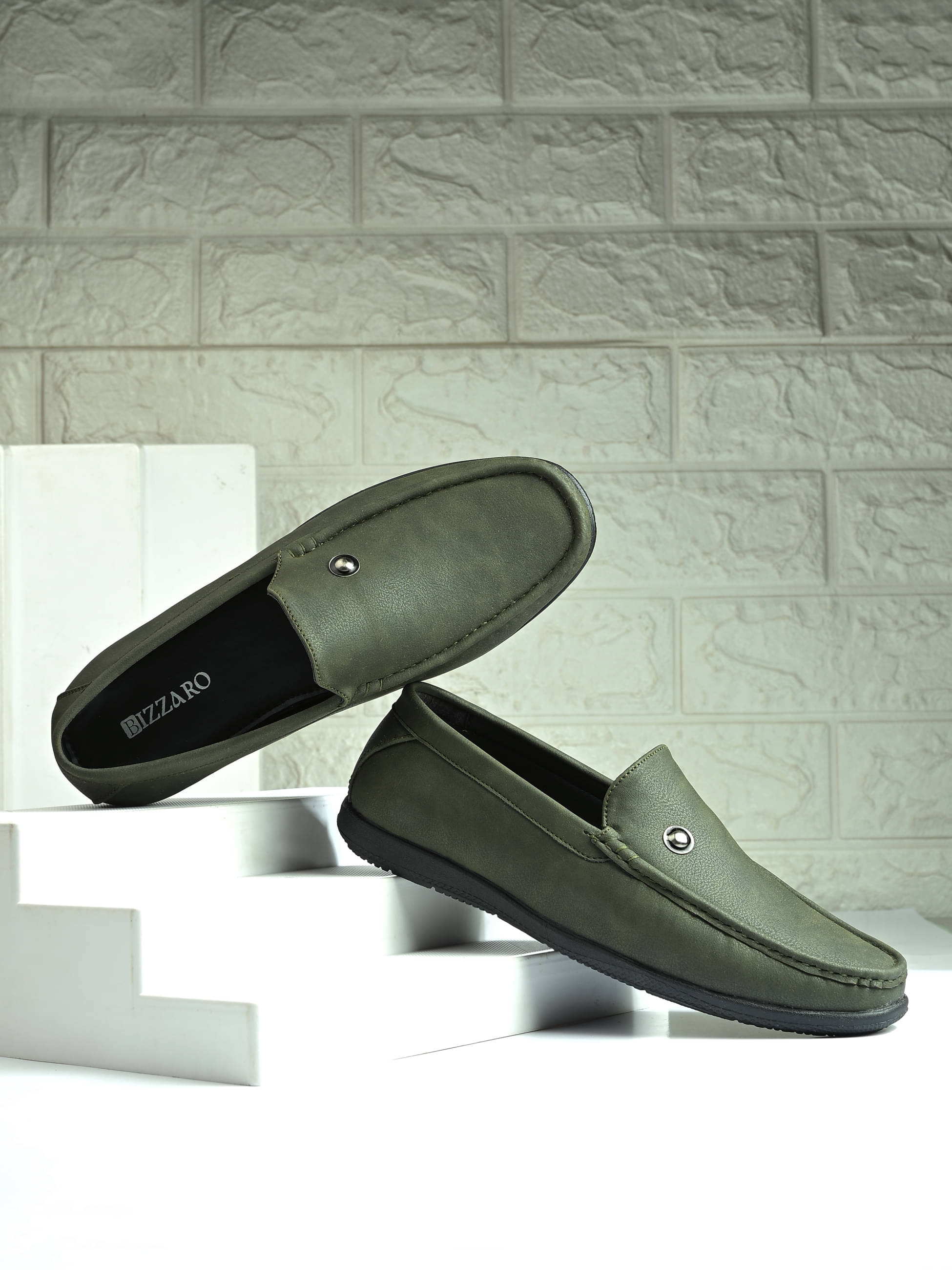     			BIZZARO Olive Men's Slip on Shoes