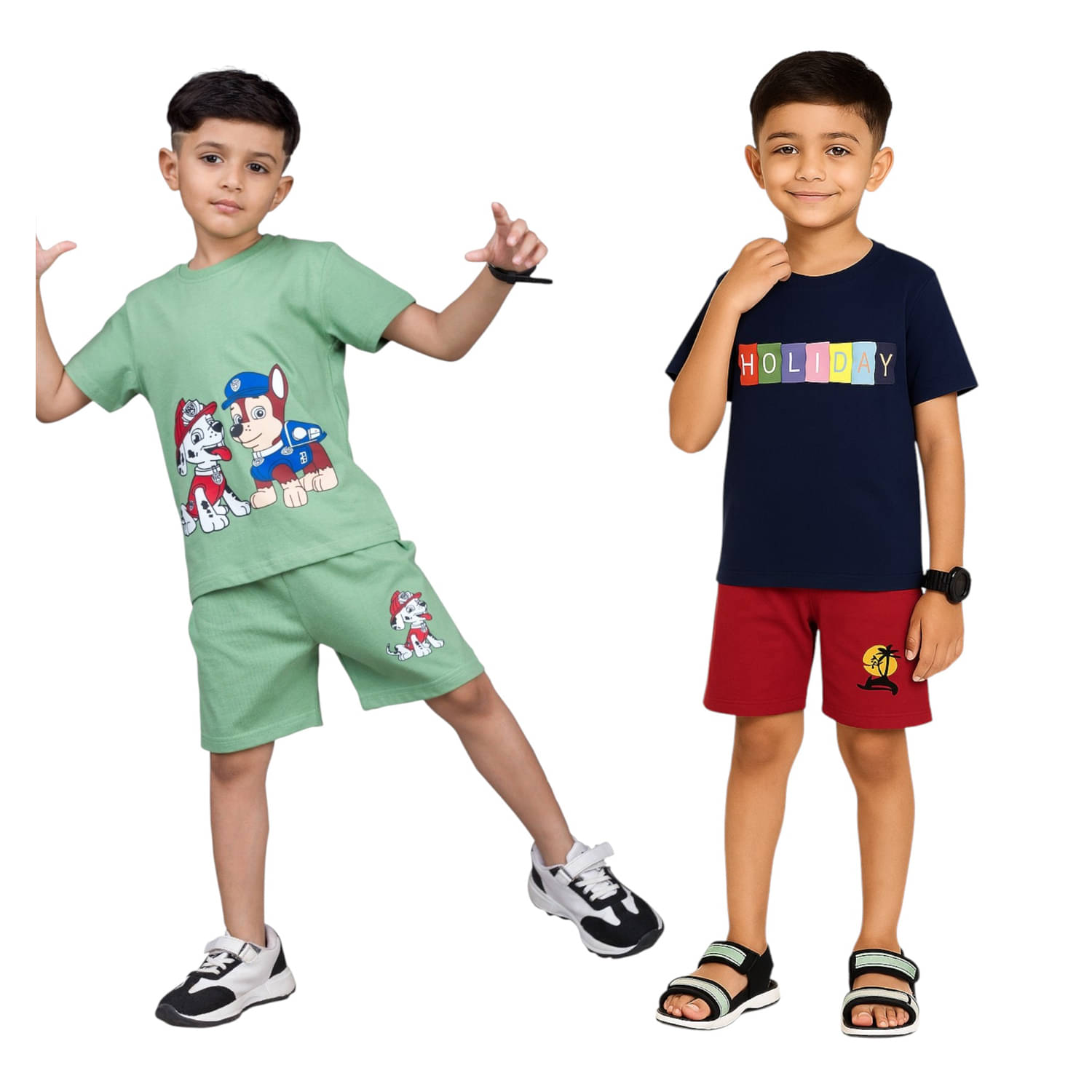     			Billyball Pack of 2 Unisex Cotton T-Shirt & Shorts Set ( Multicolor 6 )