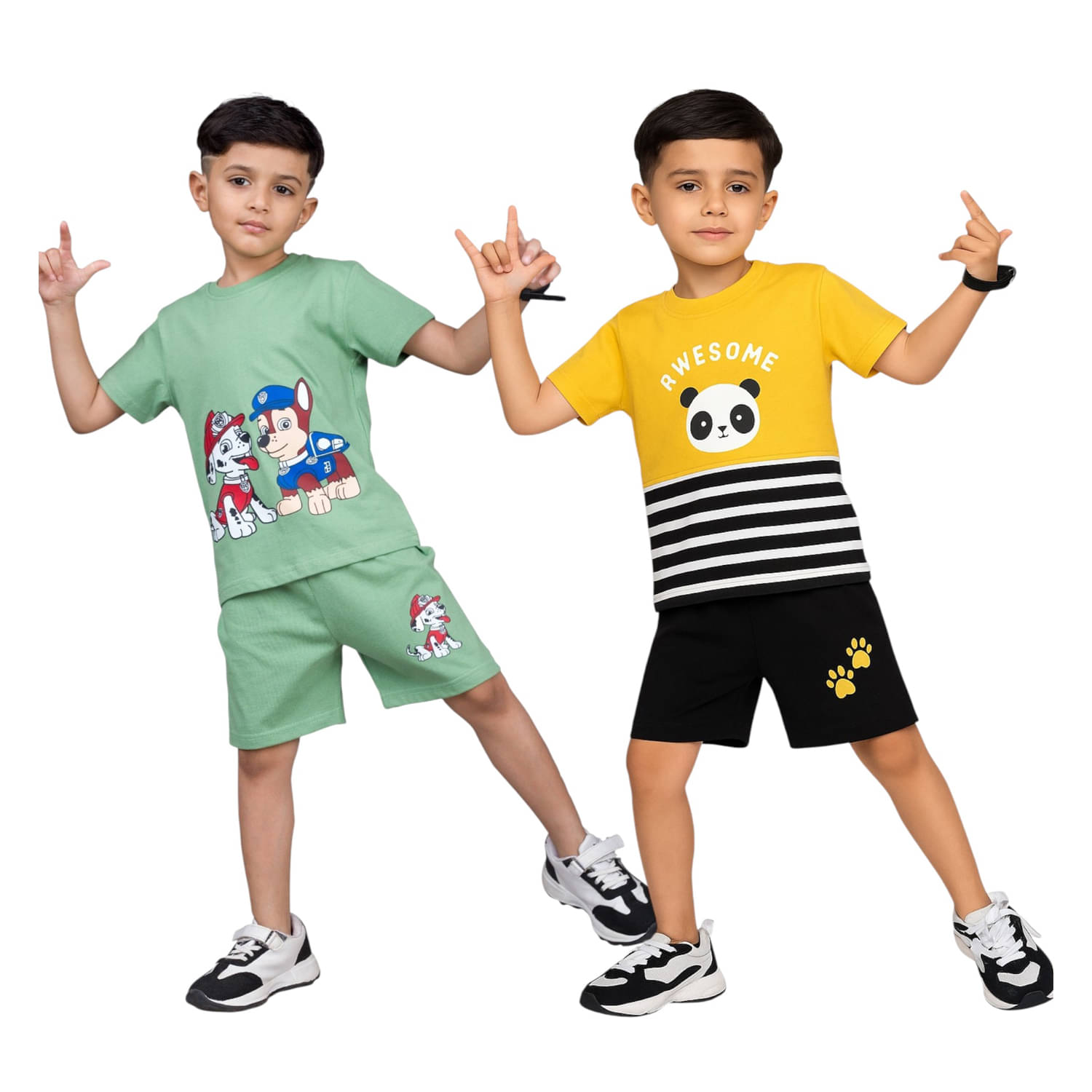     			Billyball Pack of 2 Unisex Cotton T-Shirt & Shorts Set ( Multicolor 5 )