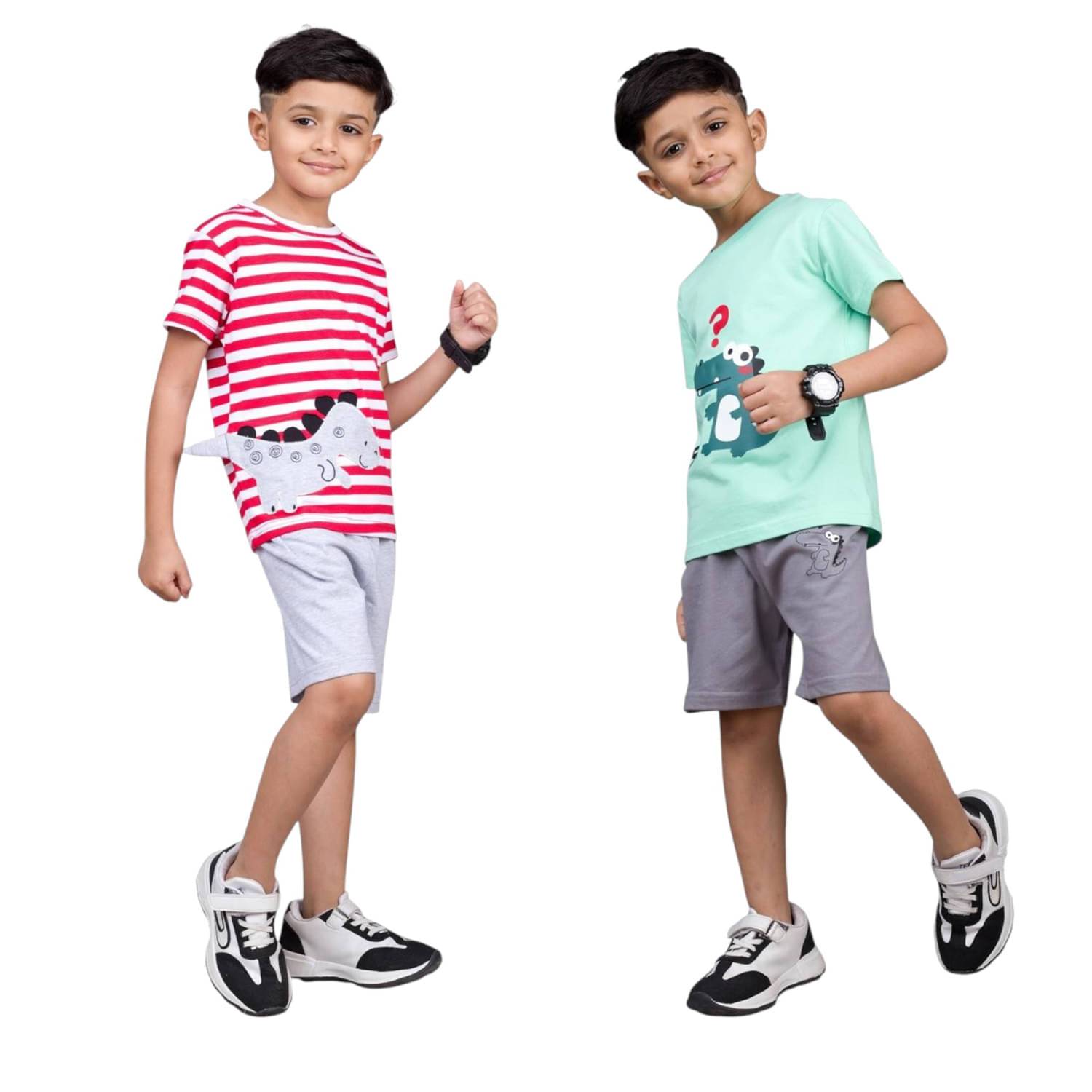     			Billyball Pack of 2 Unisex Cotton T-Shirt & Shorts Set ( Multicolor 4 )