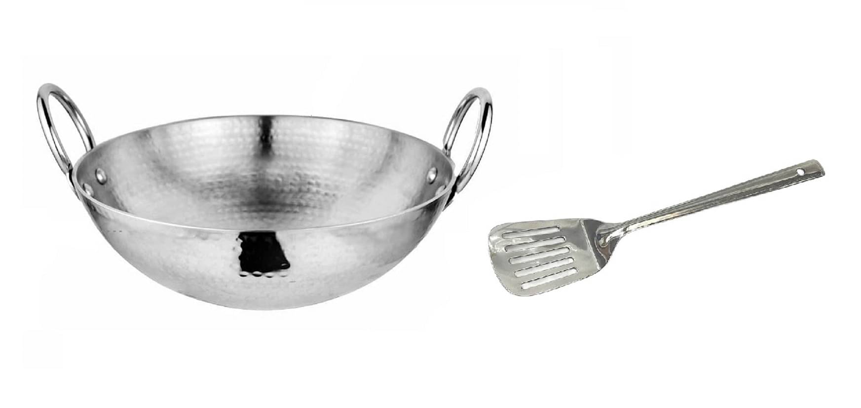 Dynore Non Coated Stainless Steel Cookware Sets Kadhai With Palta Dynore Non Coated Stainless Steel Cookware Sets Kadhai With Palta