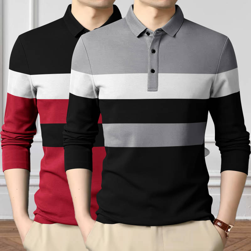    			GARBLY Men Cotton Blend Regular Fit Colorblock Polo T Shirt ( Multicolor3 )