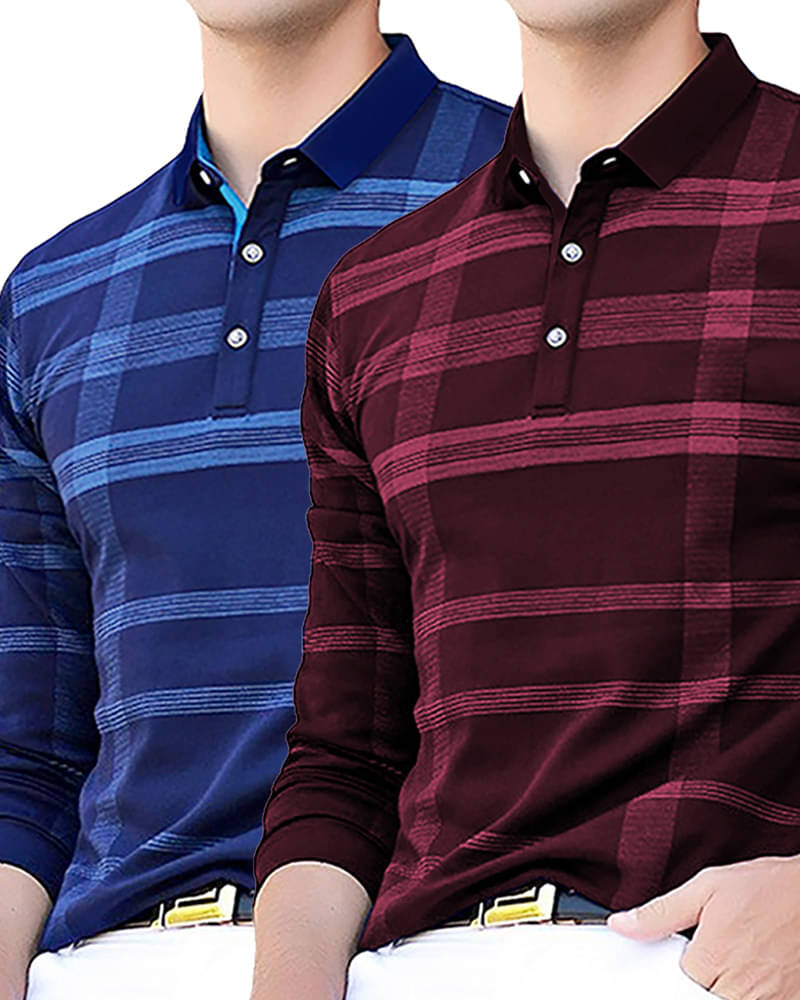 GARBLY Men Cotton Blend Regular Fit Checks Polo T Shirt ( Multicolor ) GARBLY Men Cotton Blend Regular Fit Checks Polo T Shirt ( Multicolor )