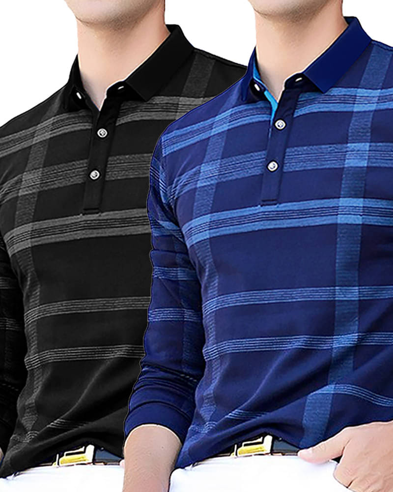 GARBLY Men Cotton Blend Regular Fit Checks Polo T Shirt ( Multicolor10 ) GARBLY Men Cotton Blend Regular Fit Checks Polo T Shirt ( Multicolor10 )