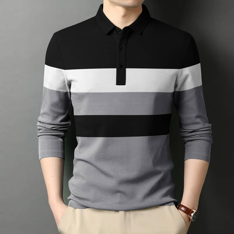 GARBLY Men Cotton Blend Regular Fit Colorblock Polo T Shirt ( Black ) GARBLY Men Cotton Blend Regular Fit Colorblock Polo T Shirt ( Black )