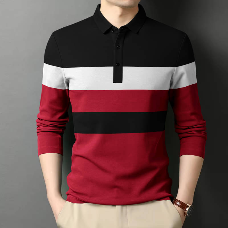     			GARBLY Men Cotton Blend Regular Fit Colorblock Polo T Shirt ( Maroon )