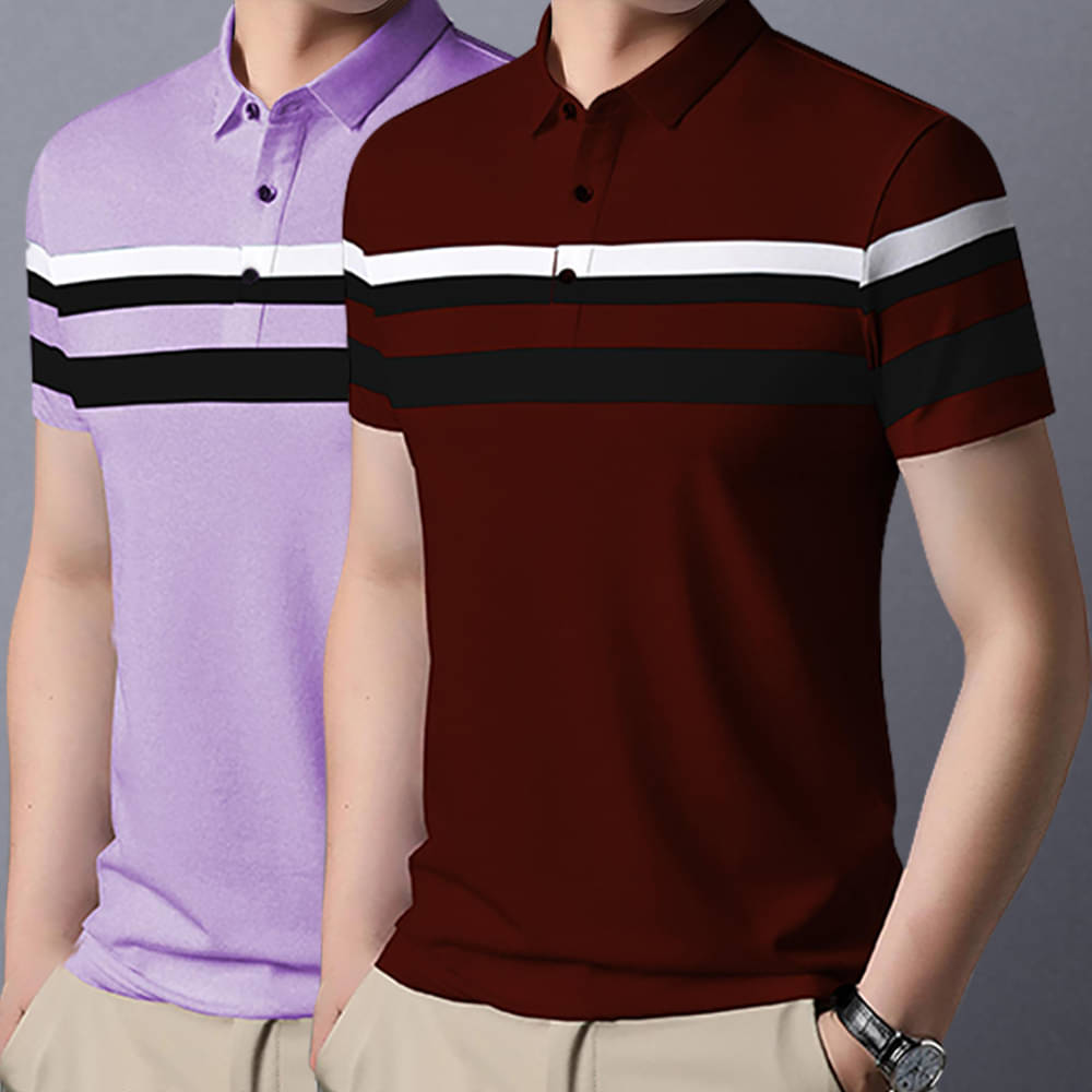 GARBLY Men Cotton Blend Regular Fit Striped Polo T Shirt ( Multicolor12 ) GARBLY Men Cotton Blend Regular Fit Striped Polo T Shirt ( Multicolor12 )