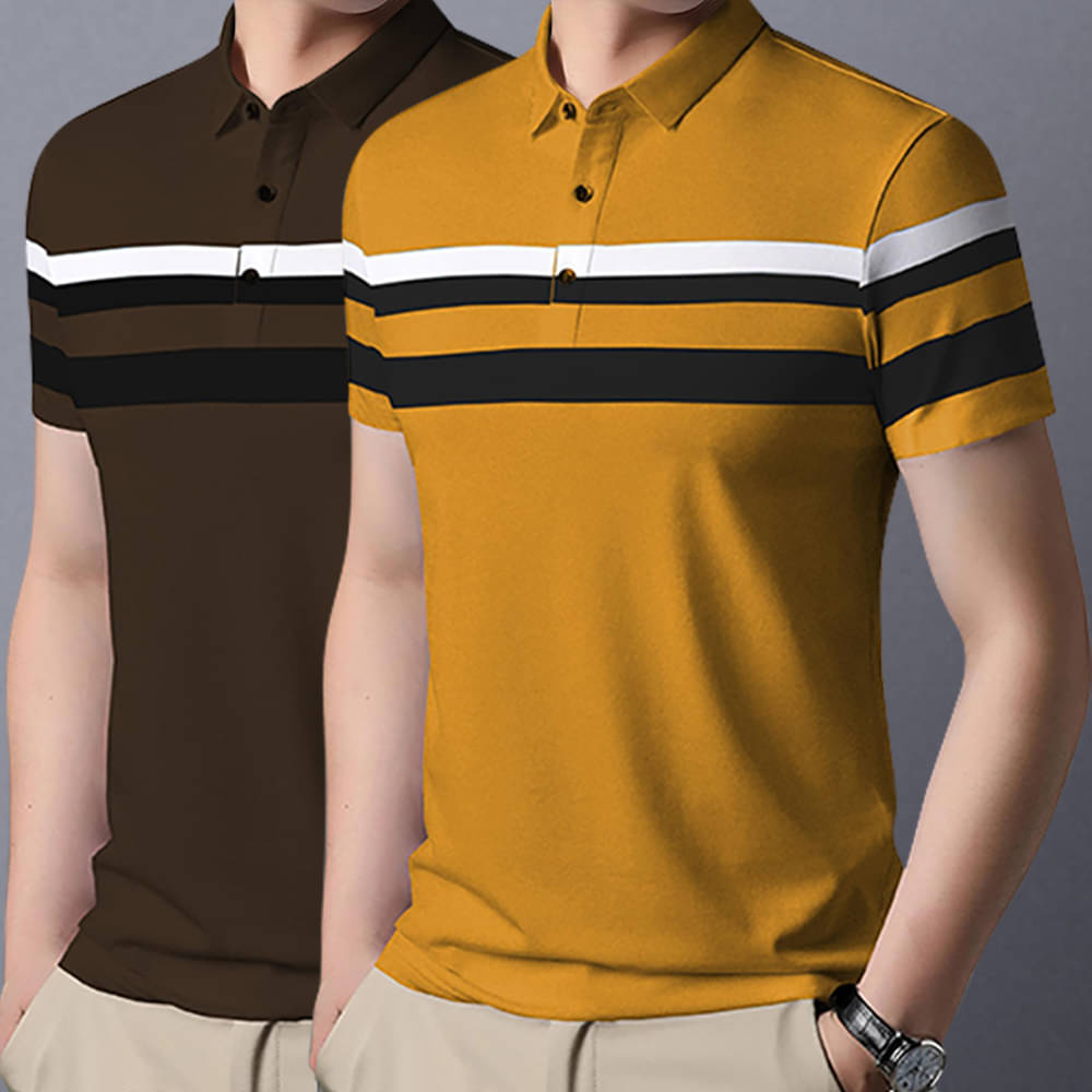 GARBLY Men Cotton Blend Regular Fit Striped Polo T Shirt ( Multicolor ) GARBLY Men Cotton Blend Regular Fit Striped Polo T Shirt ( Multicolor )