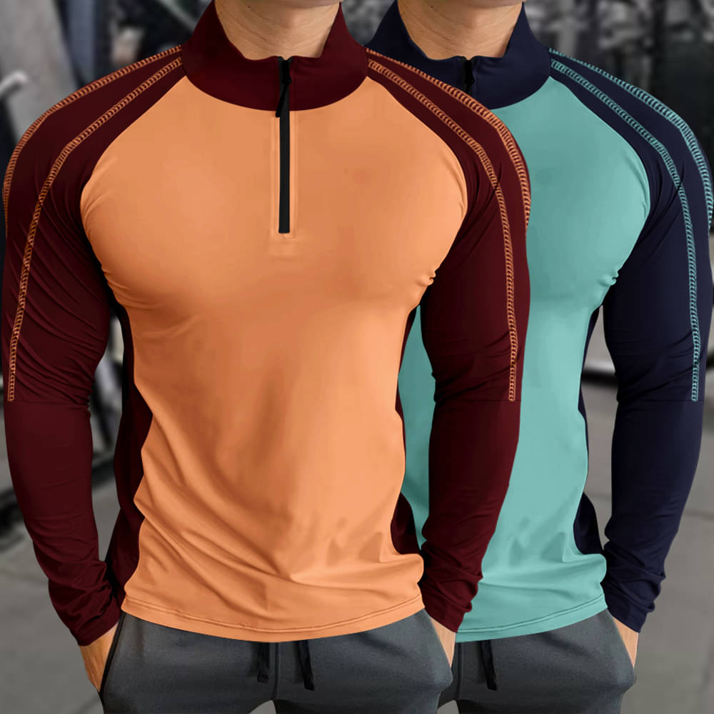     			GARBLY Men Polyester Regular Fit Colorblock T-Shirt ( Mint Green )