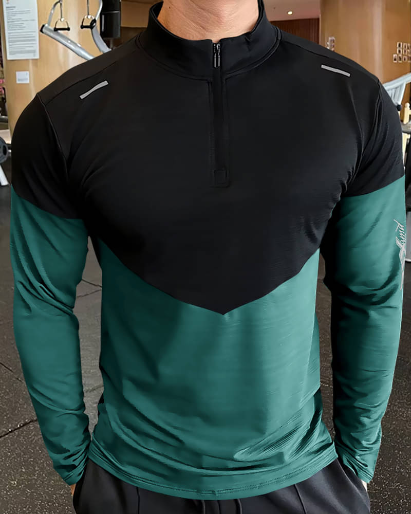     			GARBLY Men Polyester Regular Fit Colorblock T-Shirt ( Green )