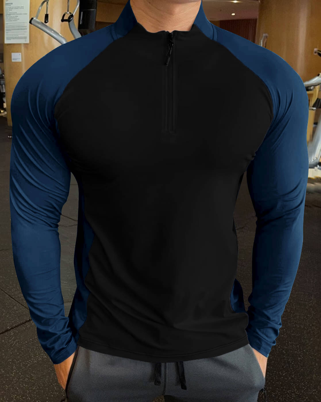     			GARBLY Men Polyester Regular Fit Colorblock T-Shirt ( Navy )