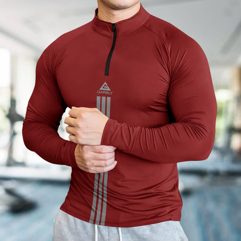 GARBLY Men Polyester Regular Fit Solid T-Shirt ( Wine ) GARBLY Men Polyester Regular Fit Solid T-Shirt ( Wine )