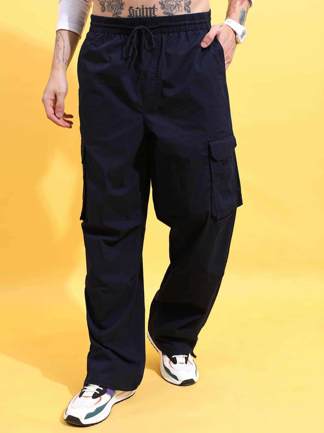 Highlander Loose Flat Men's Cargos - Blue ( Pack of 1 ) - Trousers | Buy online on ZillyBuy