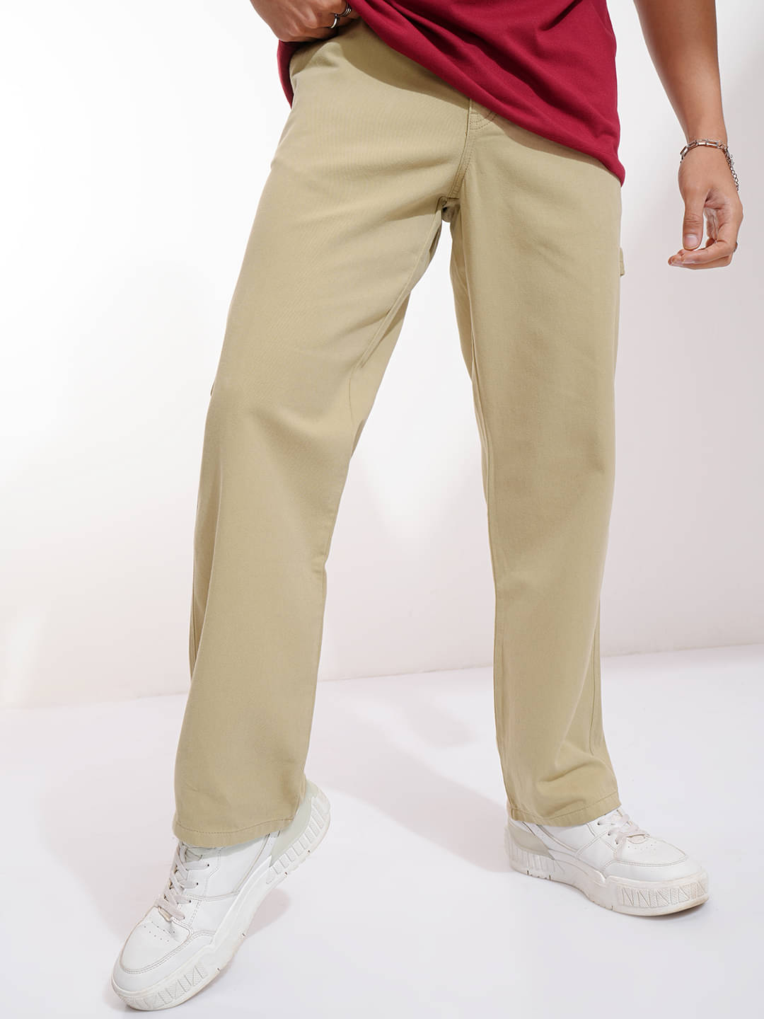     			Highlander Regular Flat Men's Cargos - Beige ( Pack of 1 )