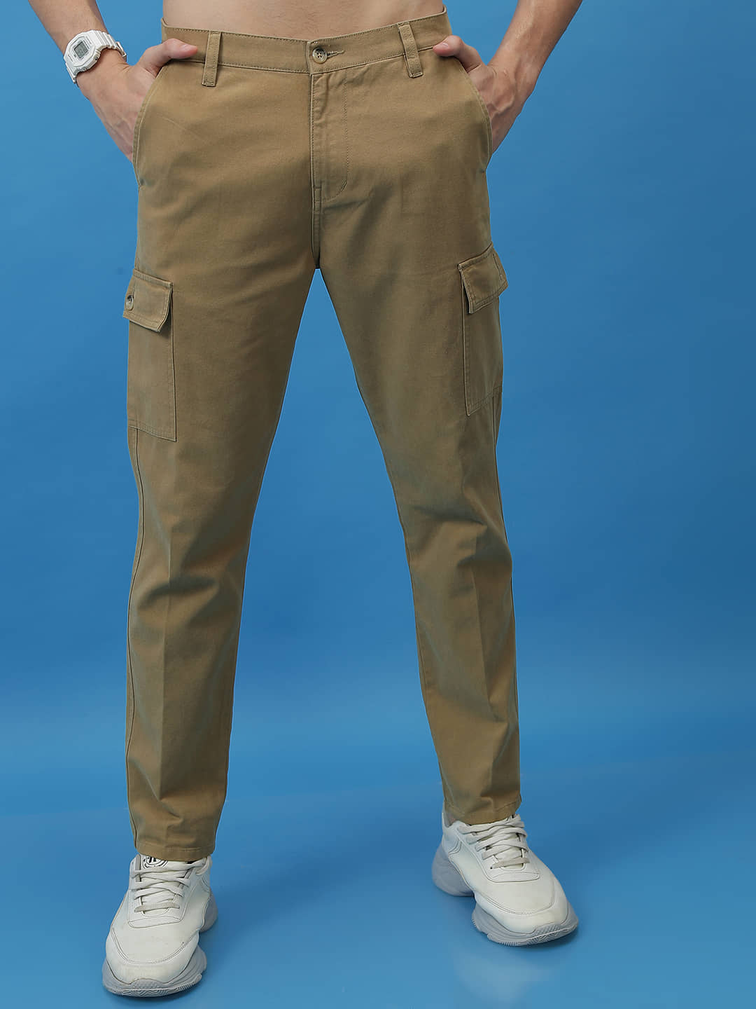 Highlander Regular Flat Men's Cargos - Khaki ( Pack of 1 ) - Trousers | Buy online on ZillyBuy