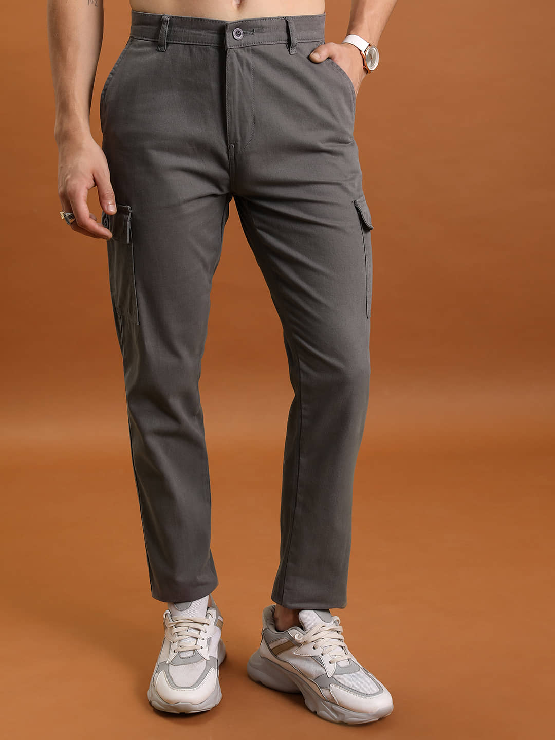 Highlander Regular Flat Men's Cargos - Grey ( Pack of 1 ) - Trousers | Buy online on ZillyBuy