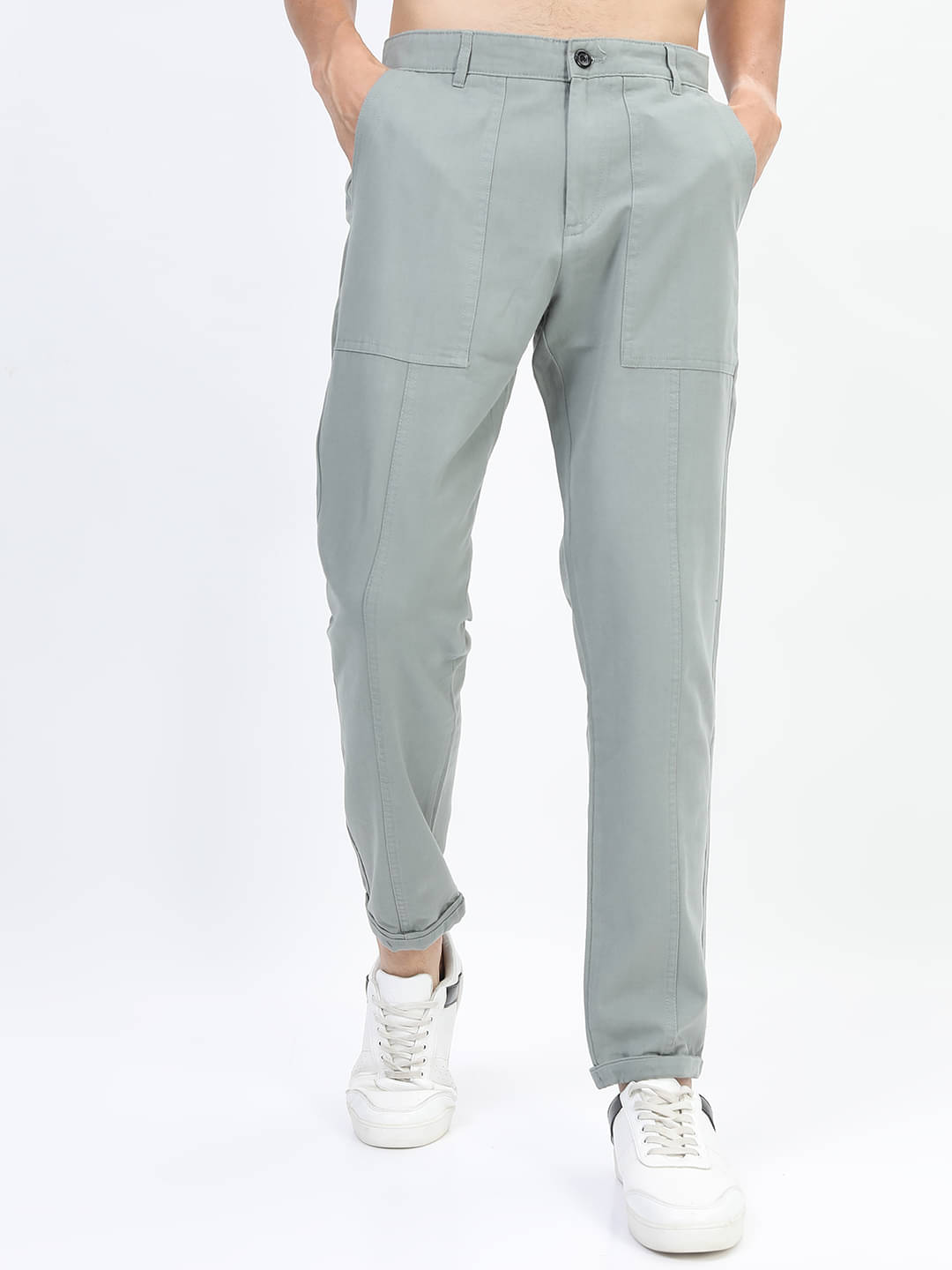    			Highlander Regular Flat Men's Chinos - Grey ( Pack of 1 )