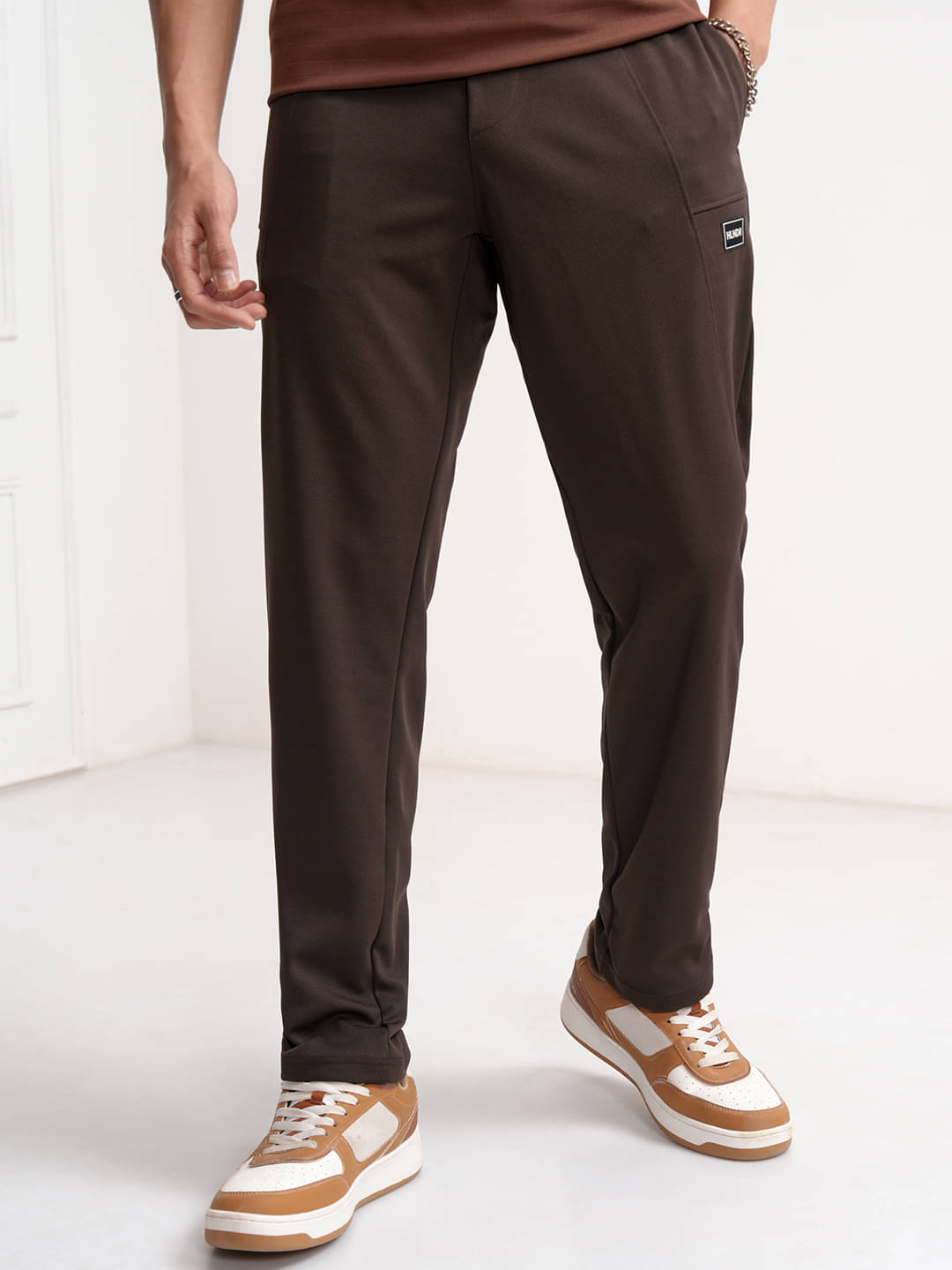     			Highlander Regular Flat Men's Trouser - Brown ( Pack of 1 )