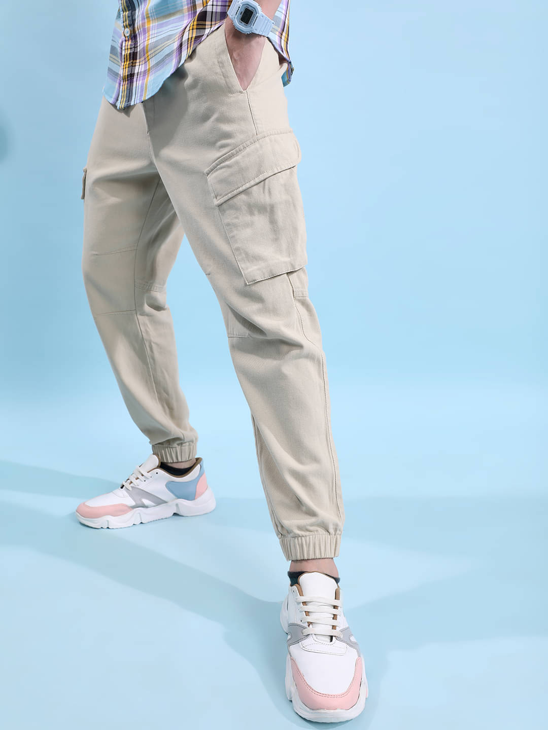     			Highlander Relax Flat Men's Cargos - Beige ( Pack of 1 )