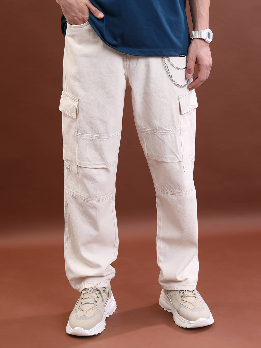     			Highlander Relaxed Basic Men's Jeans - Cream ( Pack of 1 )